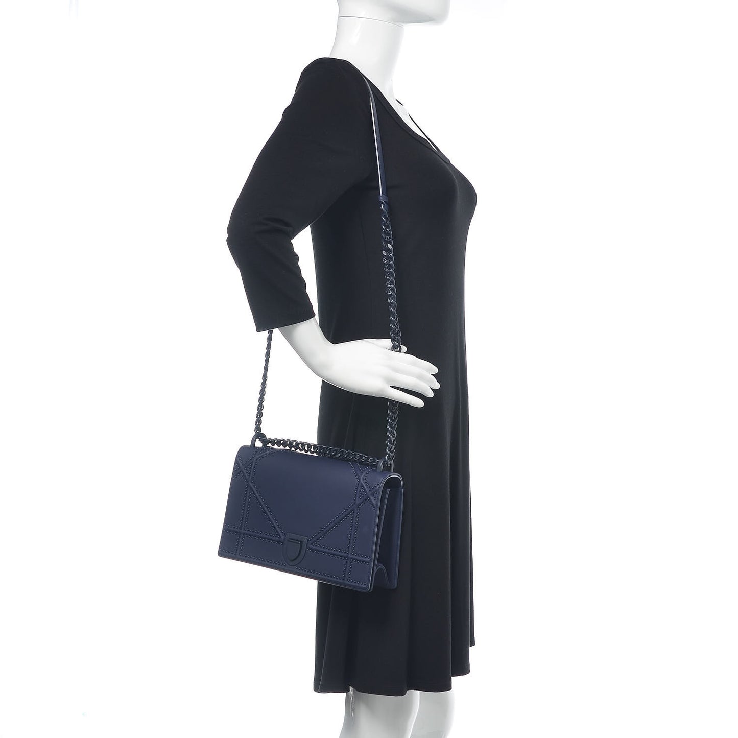 Ultra Matte Calfskin Studded Medium Diorama Flap Bag Indigo