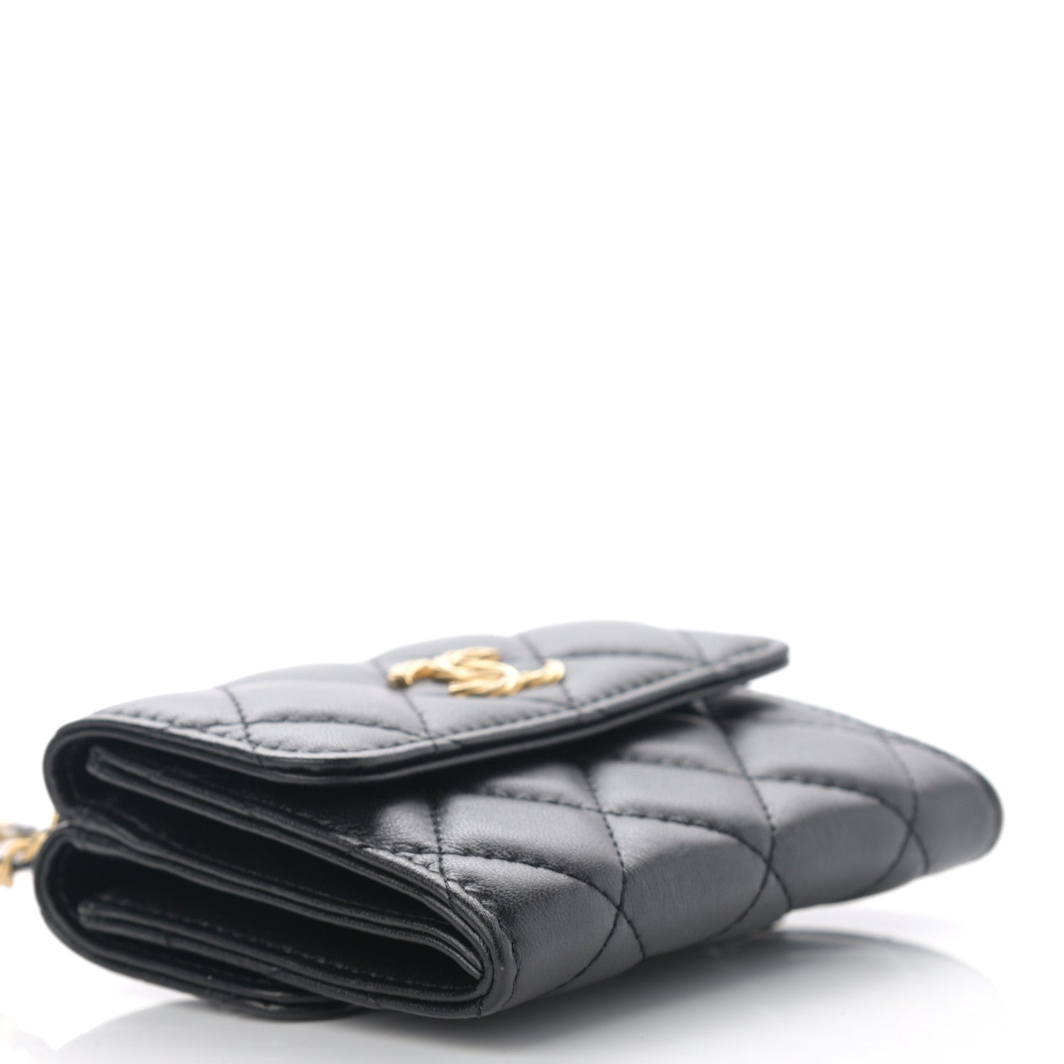 Chanel Lambskin Quilted Card Holder with Chain Black 4 of 13