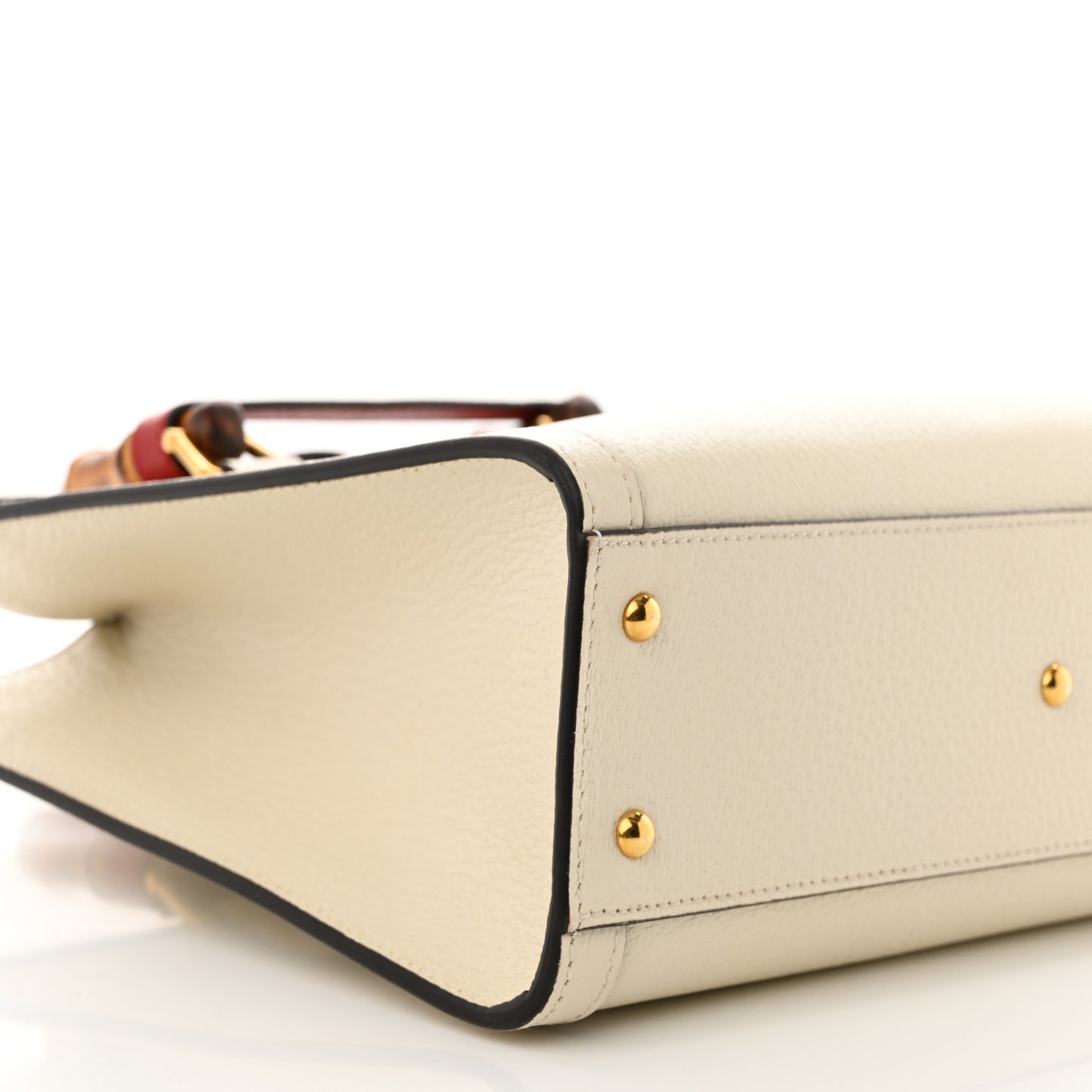 Textured Dollar Calfskin Web Small Diana Tote Bag Mystic White