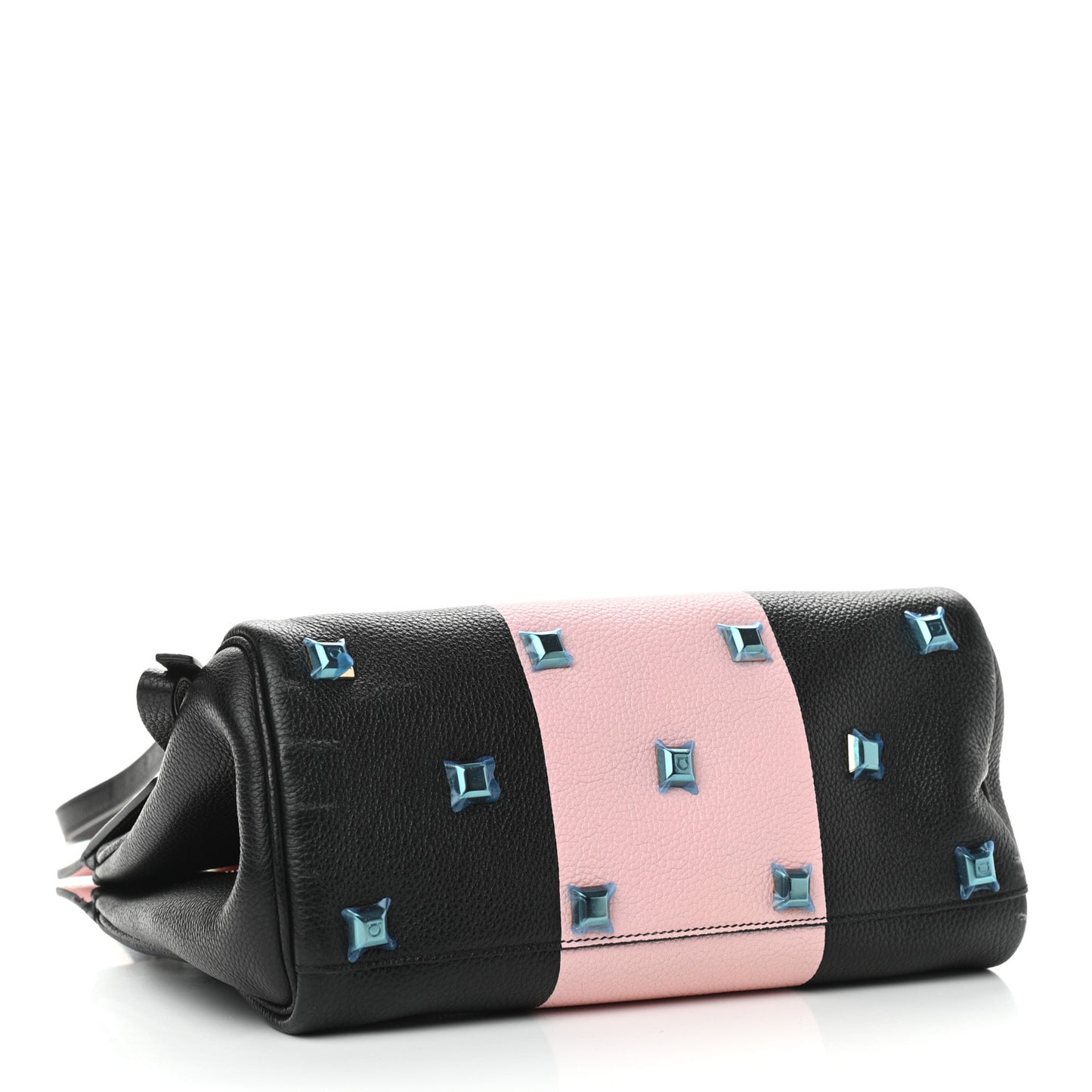 Calfskin Studio Top Handle Bag Black Pink