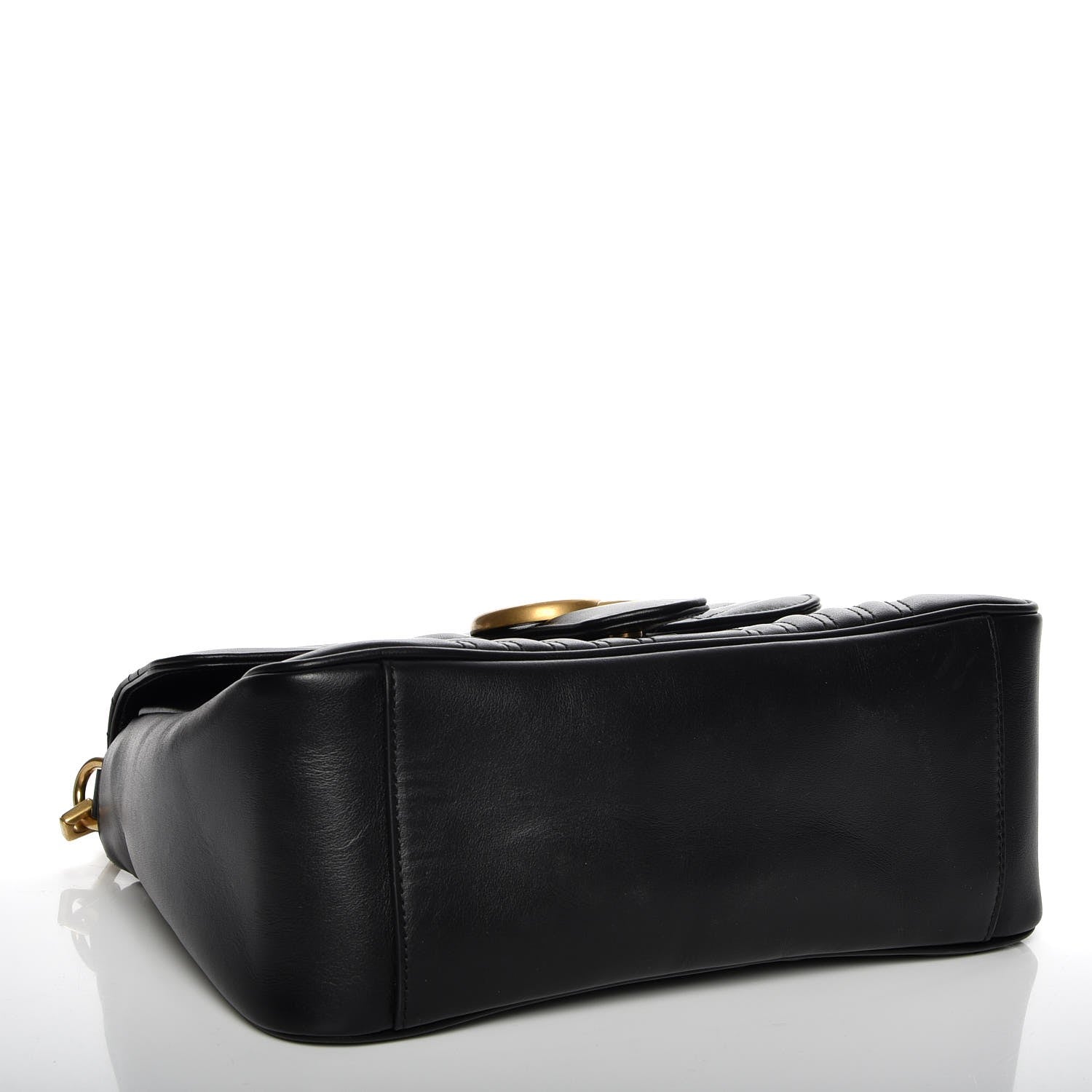 Gucci Calfskin Matelasse Small GG Marmont Top Handle Shoulder Bag Black 5 of 8