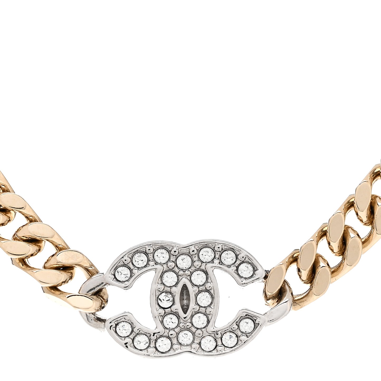 Crystal Chain CC Link Choker Gold Silver