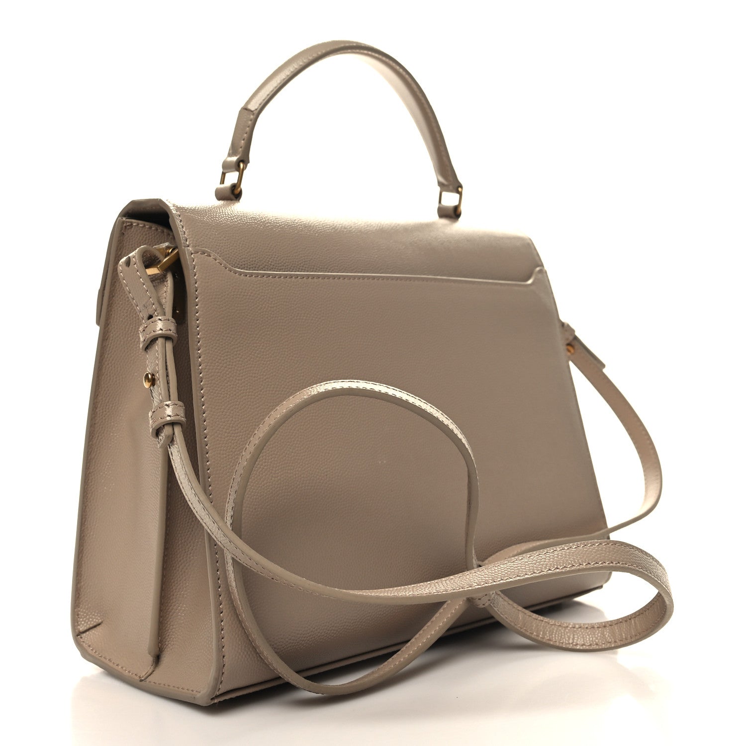 Saint Laurent Grain de Poudre Medium Classic Monogram Cassandra Top Handle Dark Beige 3 of 11