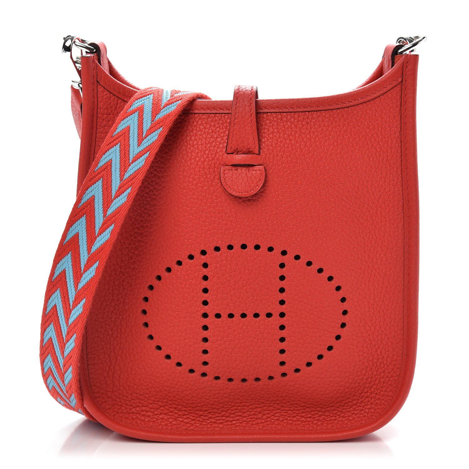 Hermes Taurillon Clemence Evelyne TPM Rouge De Coeur Bleu Du Nord 1 of 10
