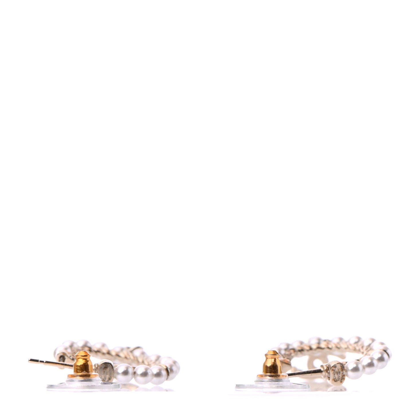 Pearl Charms CC Hoop Earrings Gold