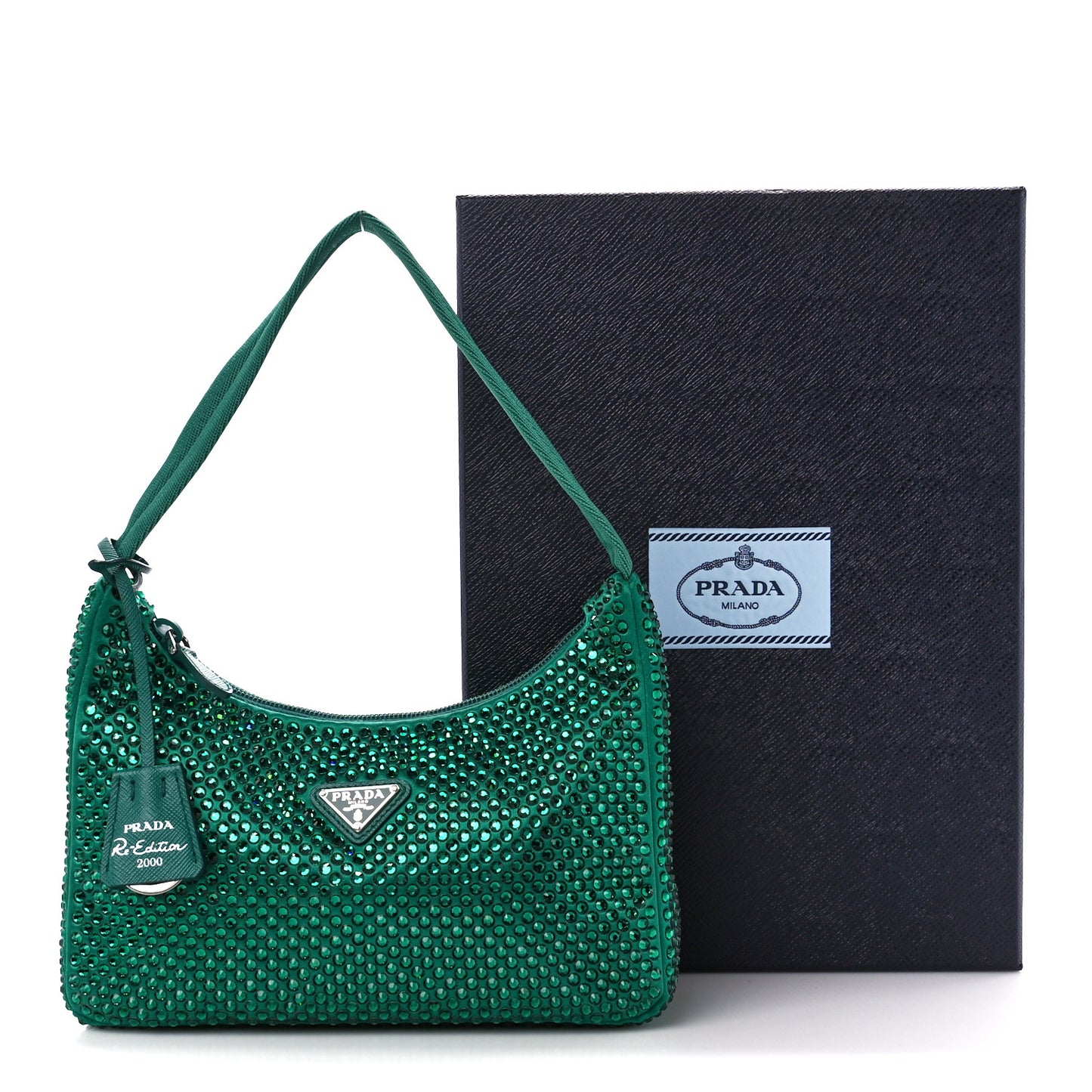 Satin Crystal Mini Re-Edition 2000 Bag Mango