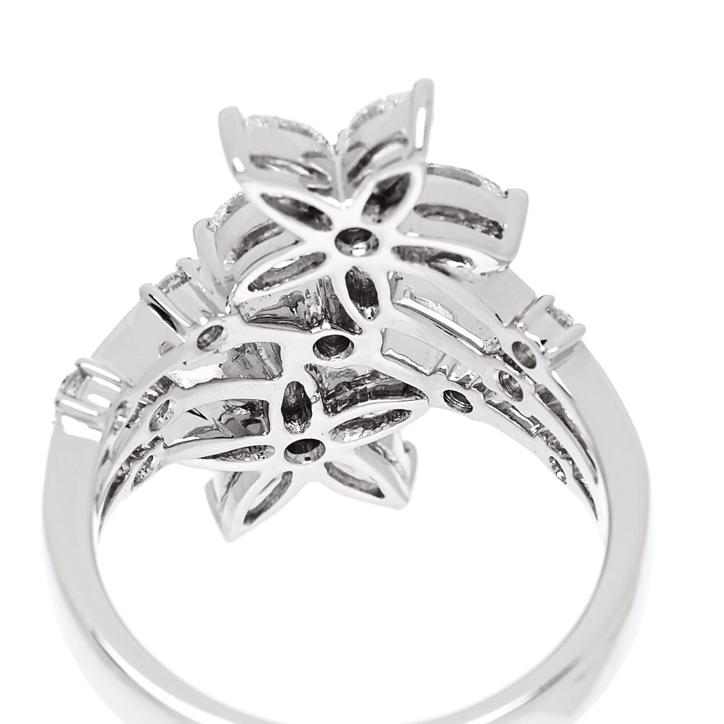 18K White Gold Diamond 1.46ctw Flower Ring 53 6.5