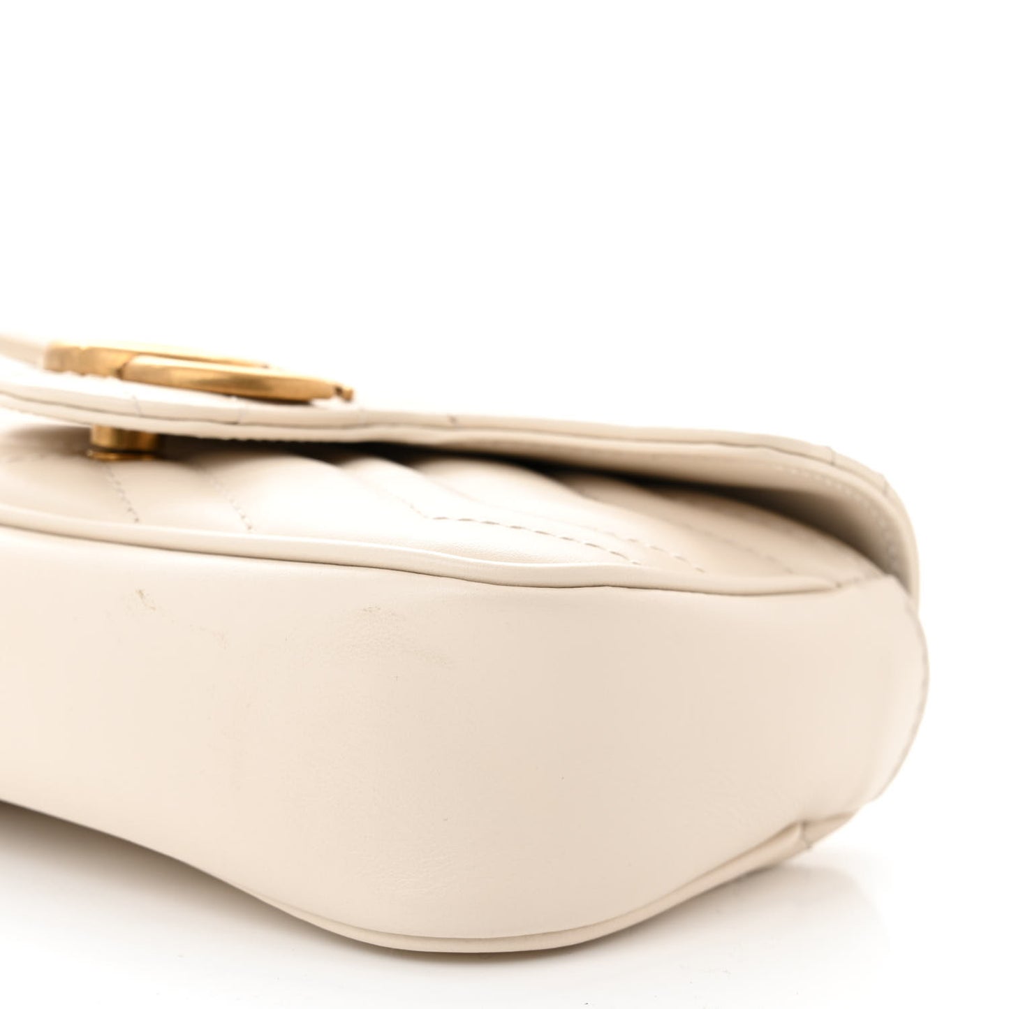Calfskin Matelasse Super Mini GG Marmont Shoulder Bag White