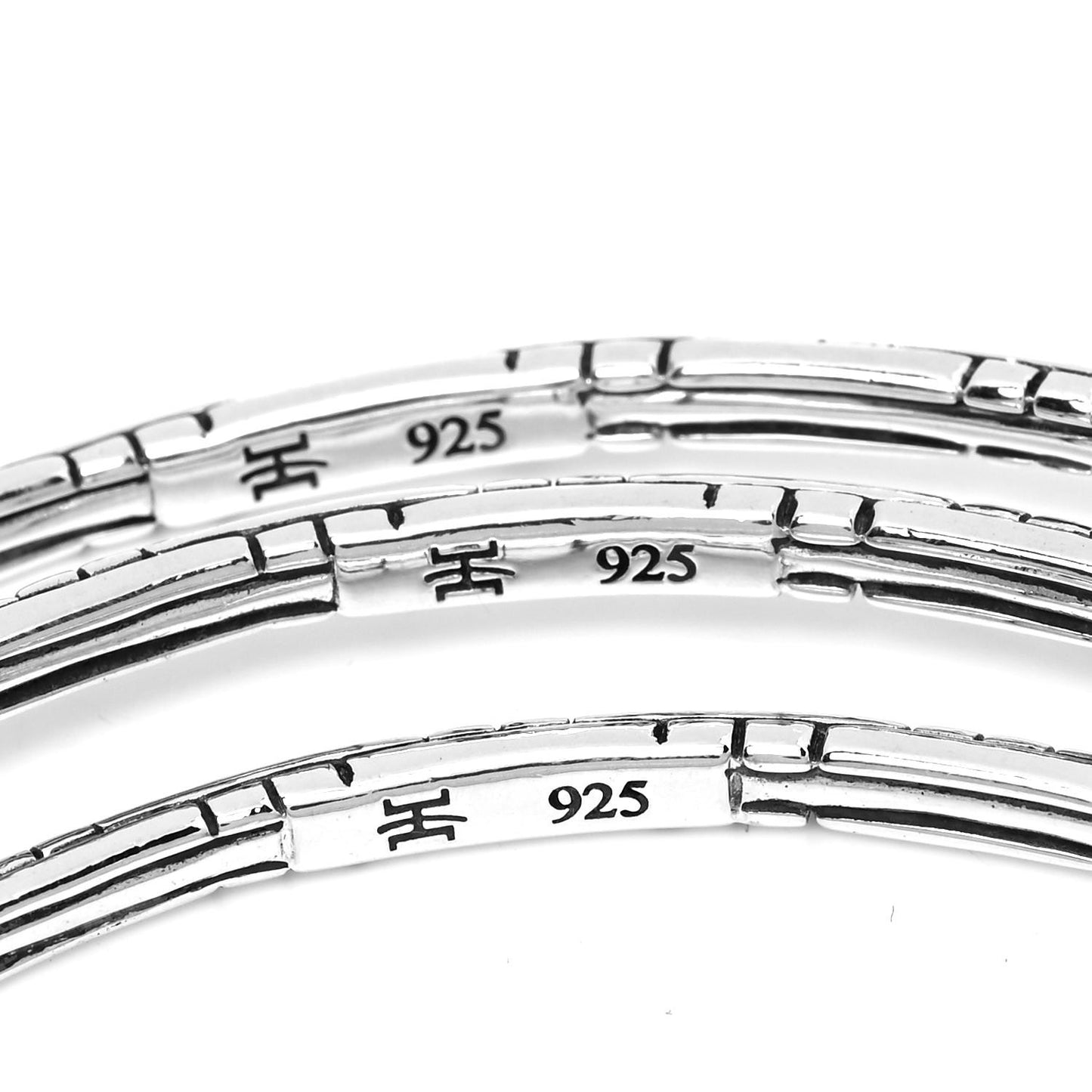 Sterling Silver Kali Slim Bangle Bracelet Set of 3