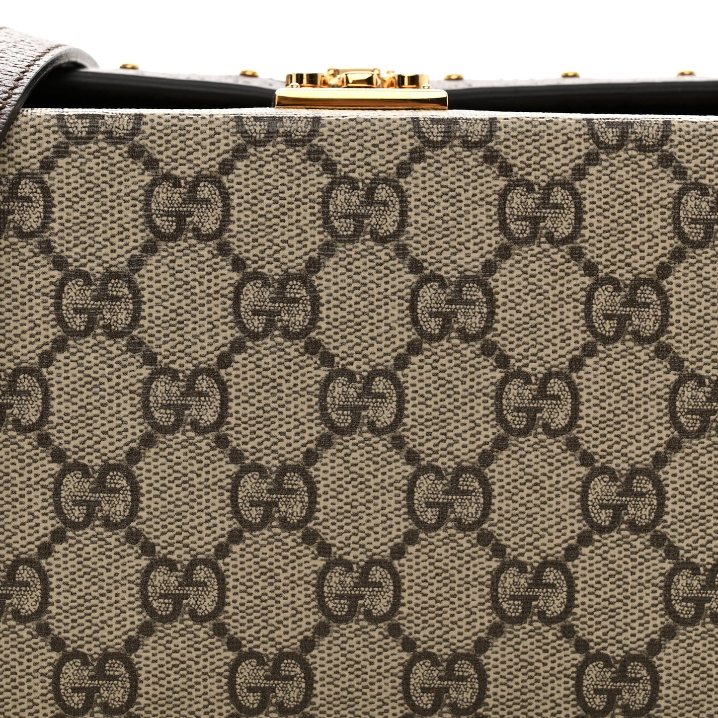 GG Supreme Monogram Textured Dollar Calfskin Mini Trunk Shoulder Bag Beige Ebony New Acero