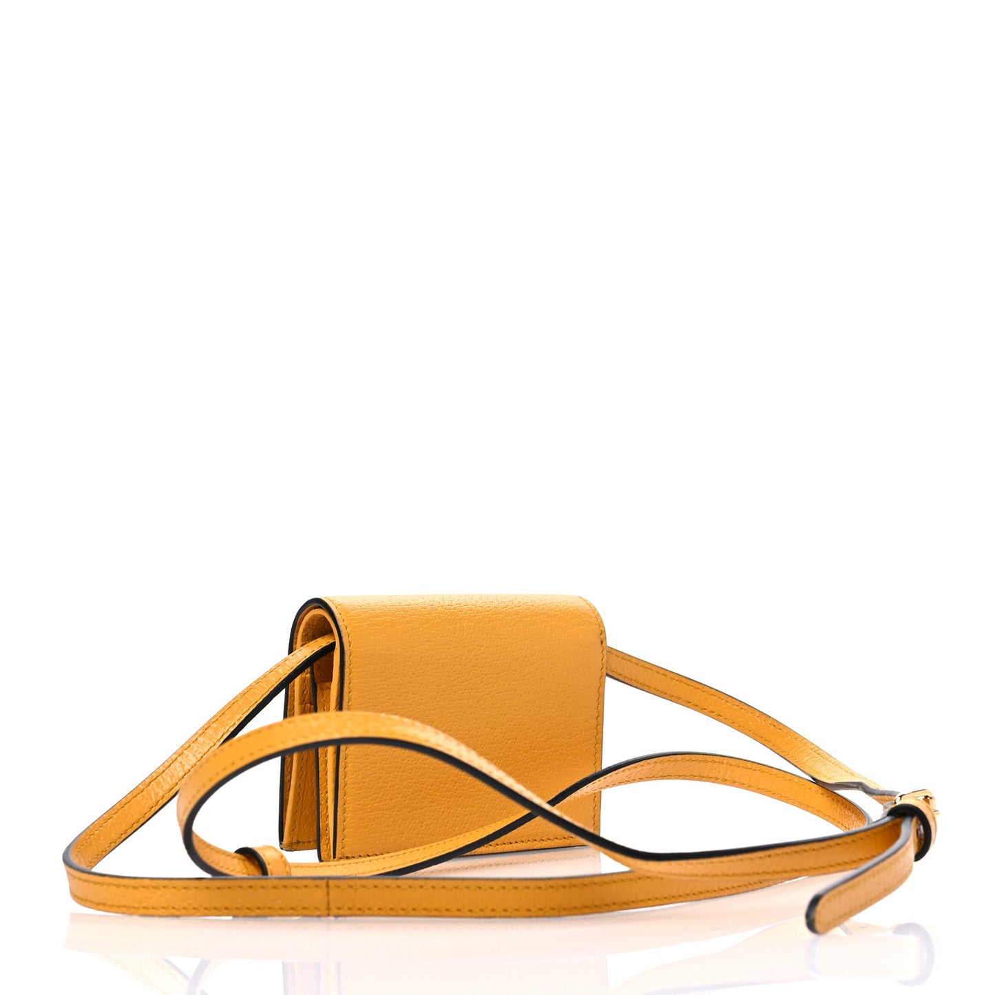 X ADIDAS Textured Dollar Calfskin Trefoil Horsebit 1955 Card Case Wallet With Strap Crop Black