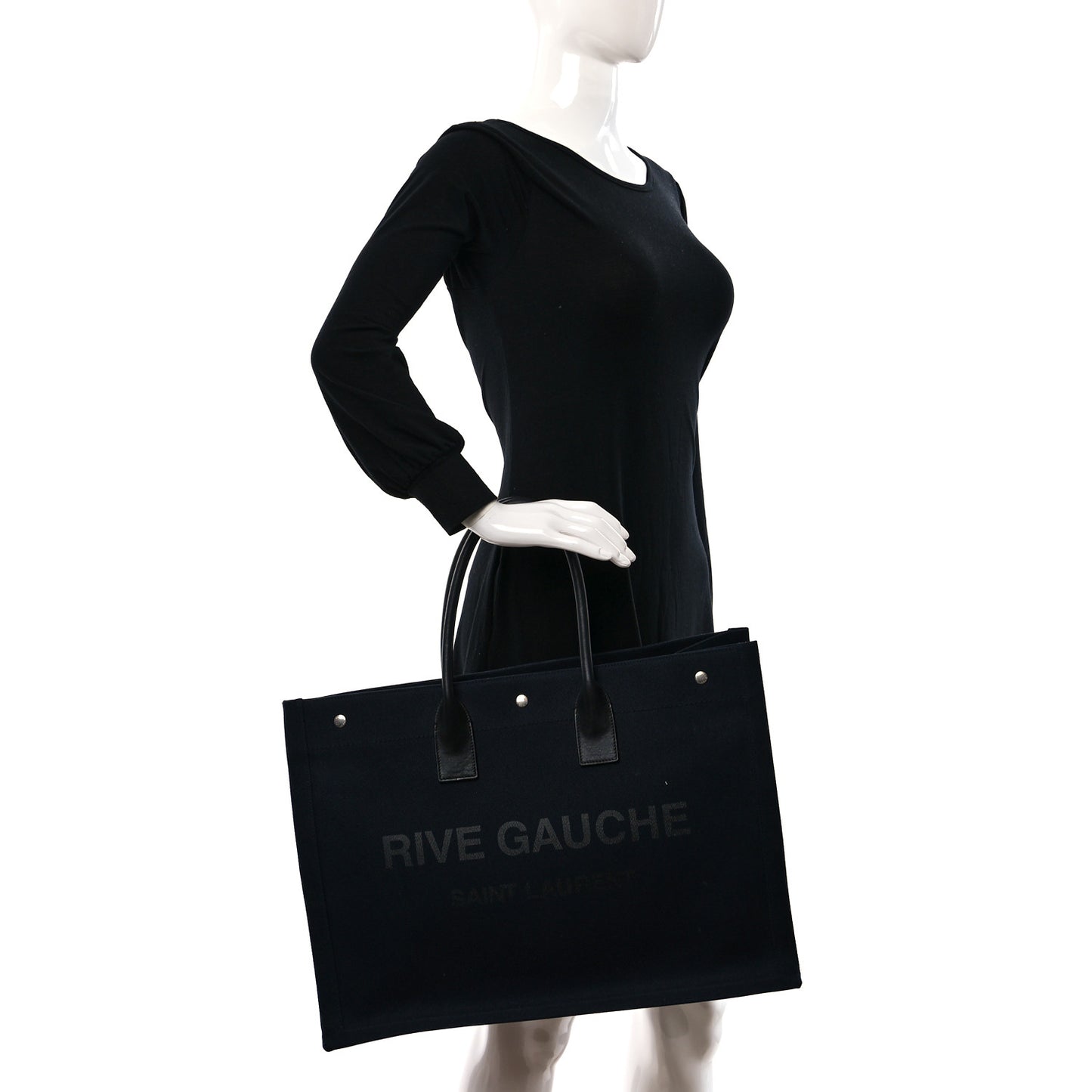Linen Calfskin Rive Gauche Tote Navy