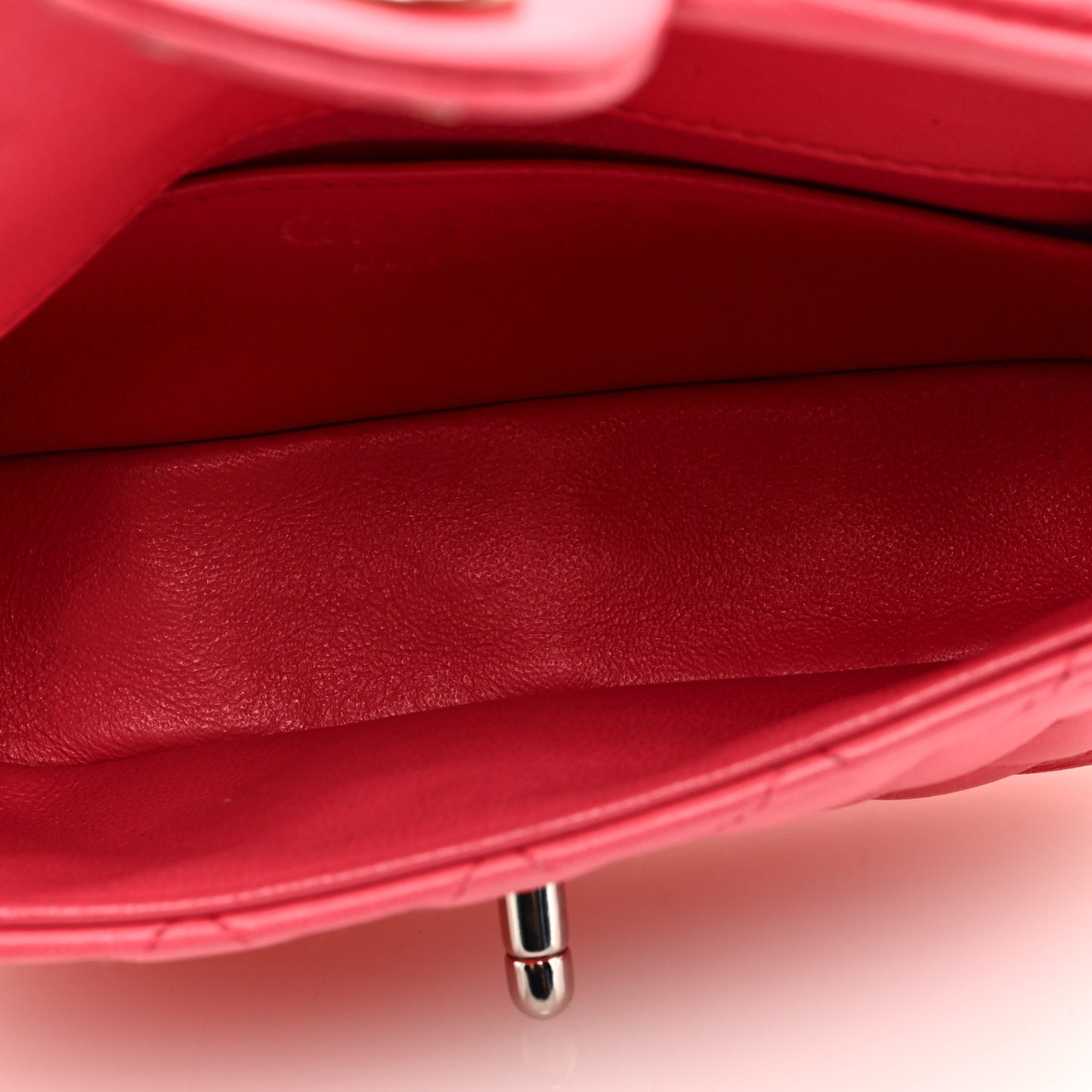 Lambskin Quilted Extra Mini Rectangular Flap Pink