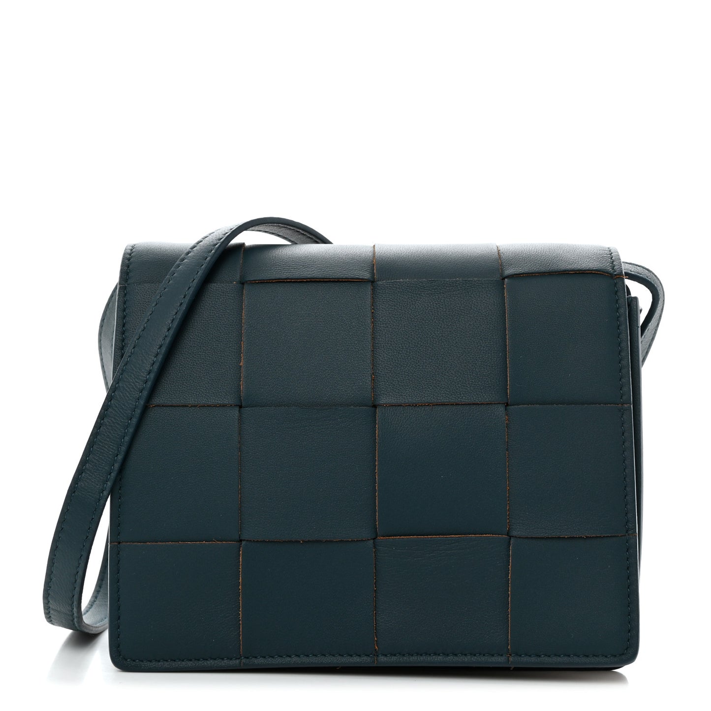 Lambskin Maxi Intrecciato Mini Cassette Crossbody Bag Petrol Blue