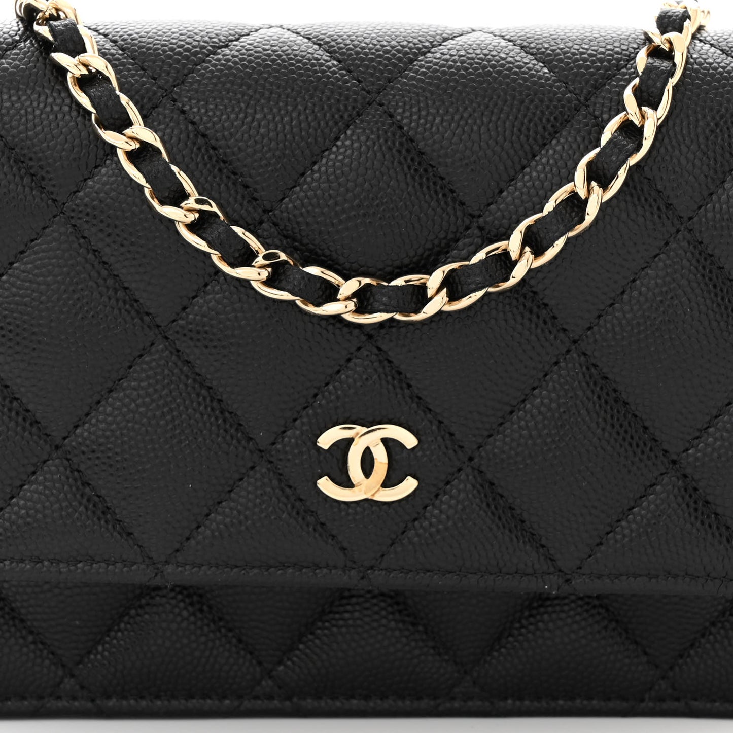 Caviar Quilted Mini Wallet On Chain WOC Black