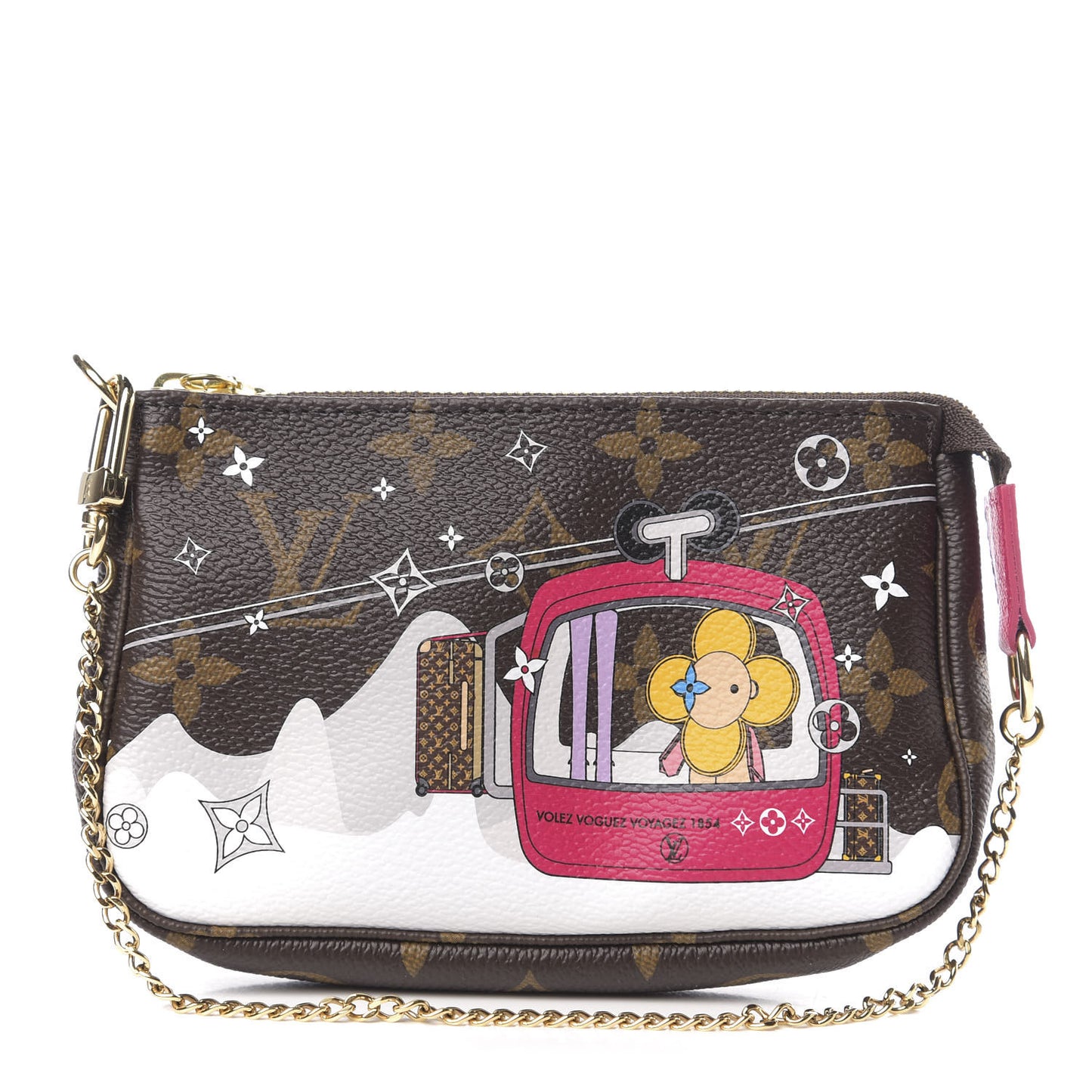 Monogram 2019 Christmas Animation Mini Courchevel Pochette Accessories Fuchsia