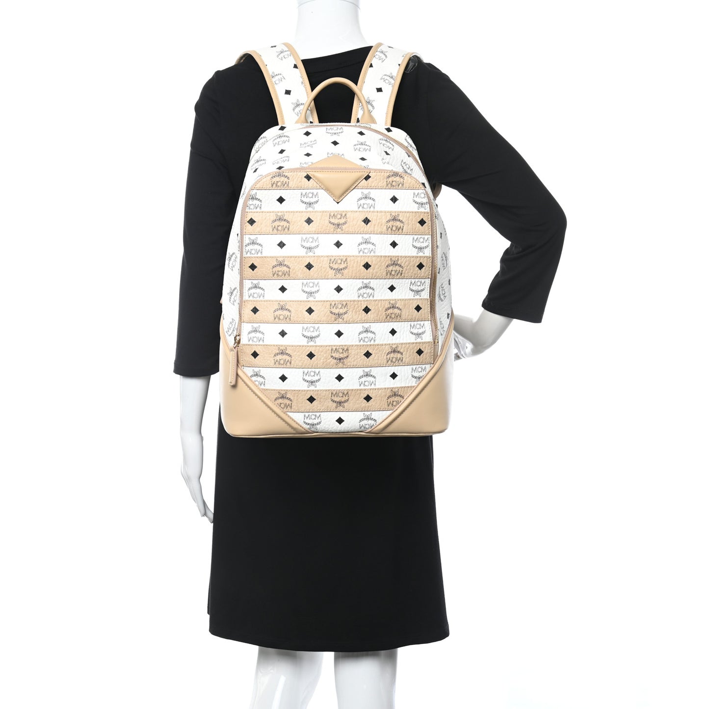 Visetos Striped Medium Duke Backpack White Beige