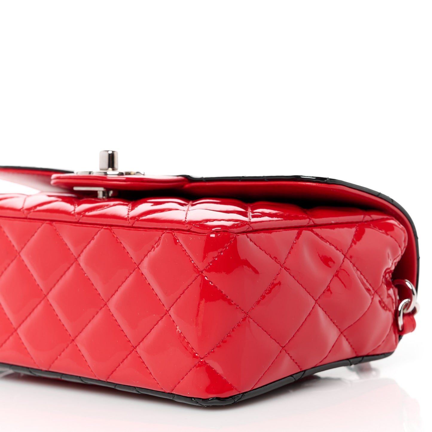 Patent Calfskin Quilted Bi-Color Mini Rectangular Flap Red Black