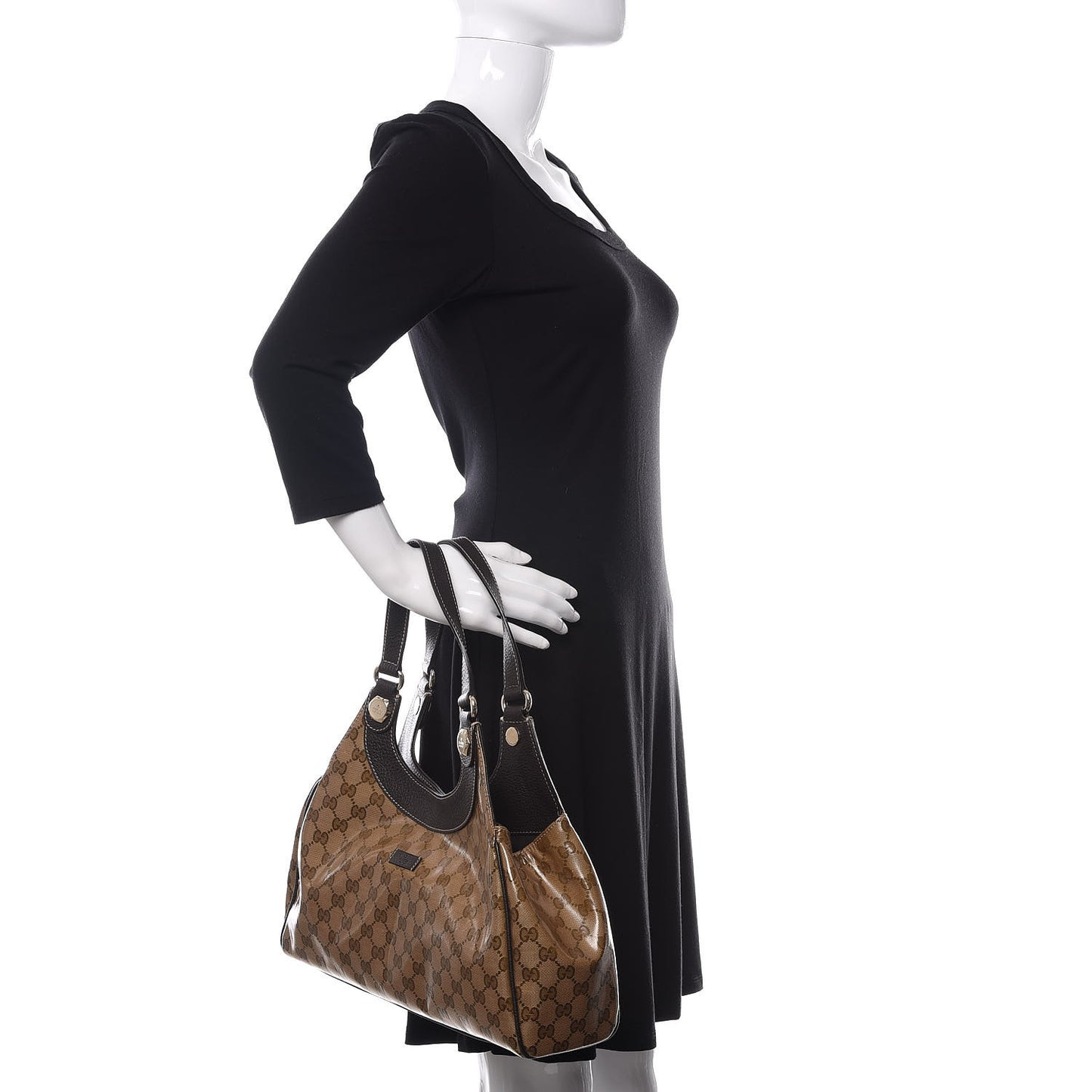 Crystal Monogram Medium Charmy Shoulder Bag Dark Brown