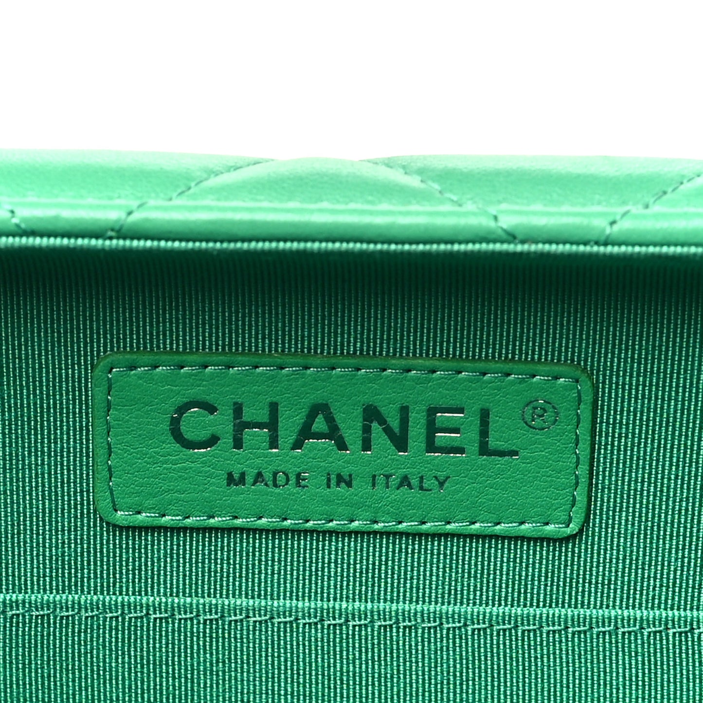 Quilted Lambskin Metal Bar Clutch Bag Green