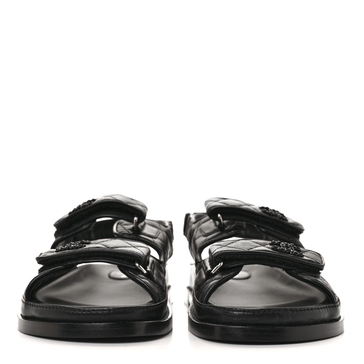 Chanel Grained Calfskin Velcro Dad Sandals 39 Black 2 of 8