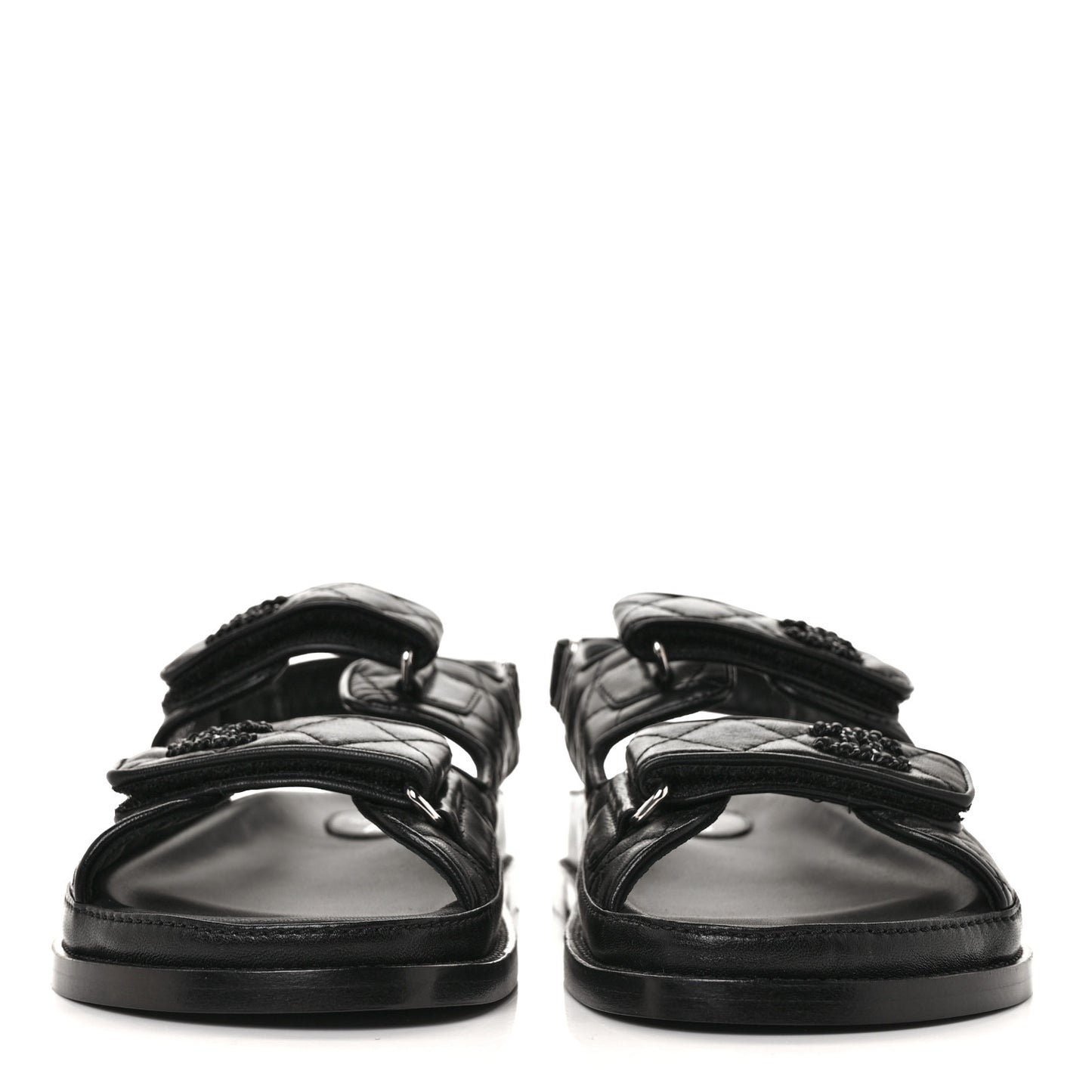 Grained Calfskin Velcro Dad Sandals 39 Black