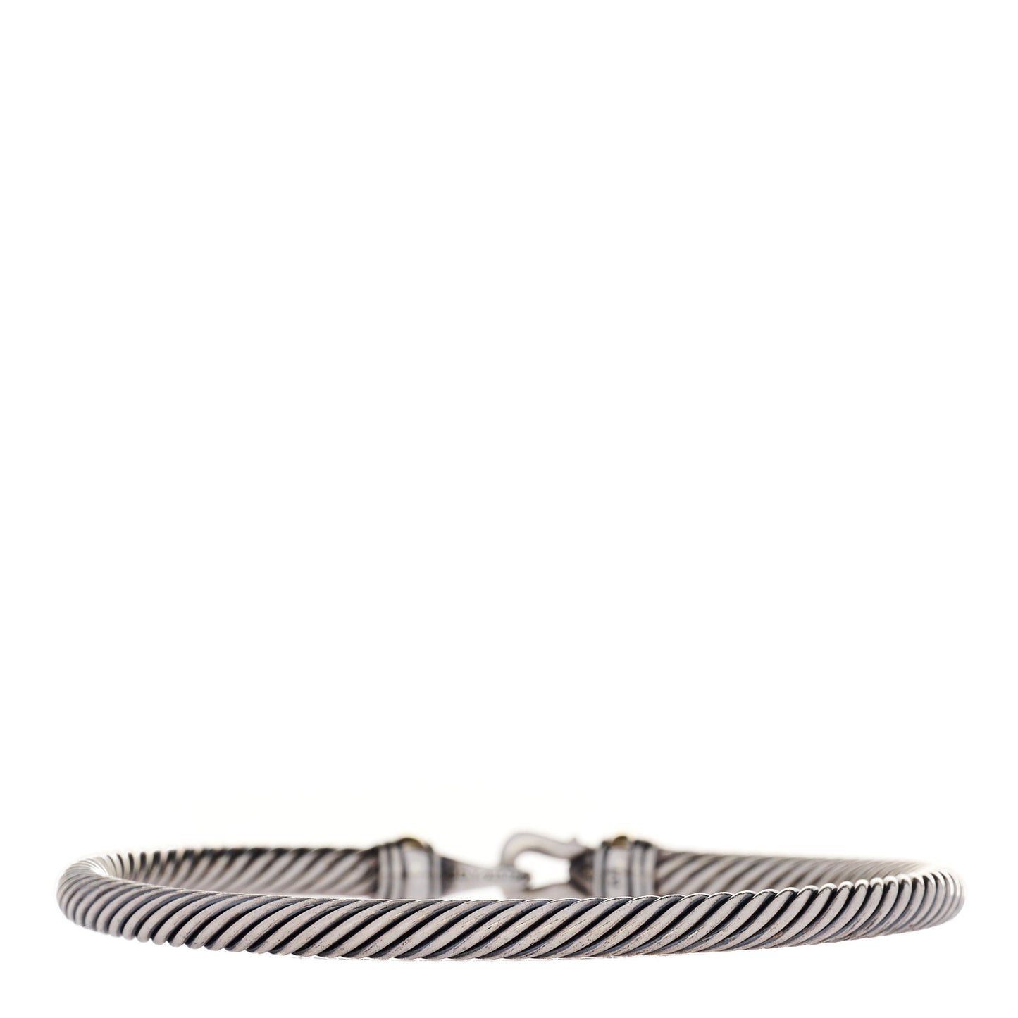 Sterling Silver 18K Yellow Gold 4mm Cable Classic Buckle Bracelet