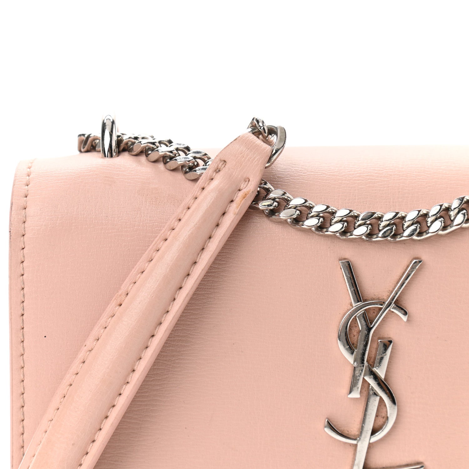 Saint Laurent Calfskin Monogram Sunset Chain Wallet Light Pink 9 of 13