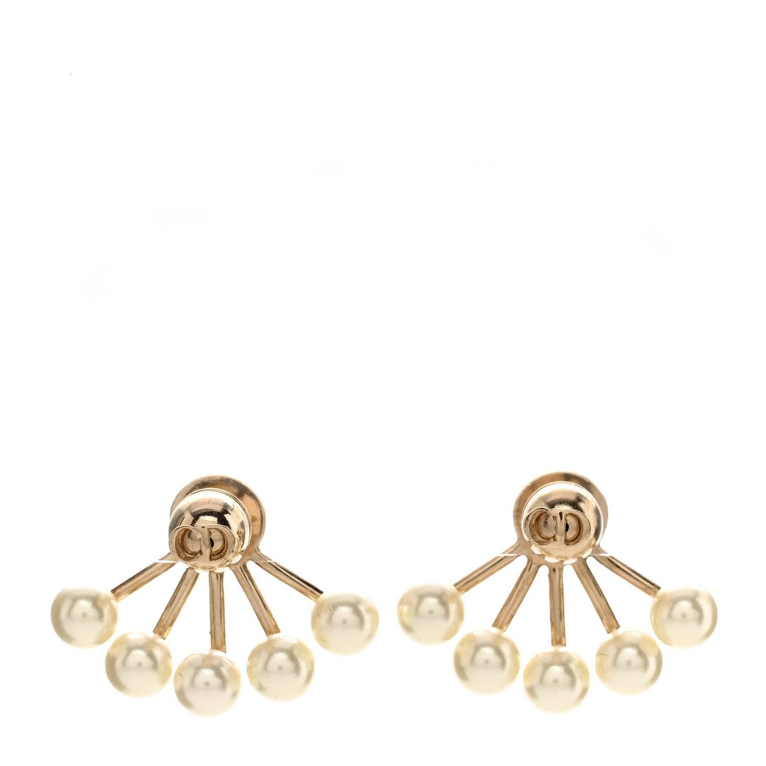 Christian Dior Pearl Petite CD Earrings Gold 1 of 5