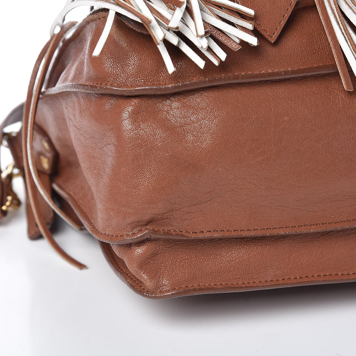 Lambskin Fringe Medium PS1 Satchel Saddle