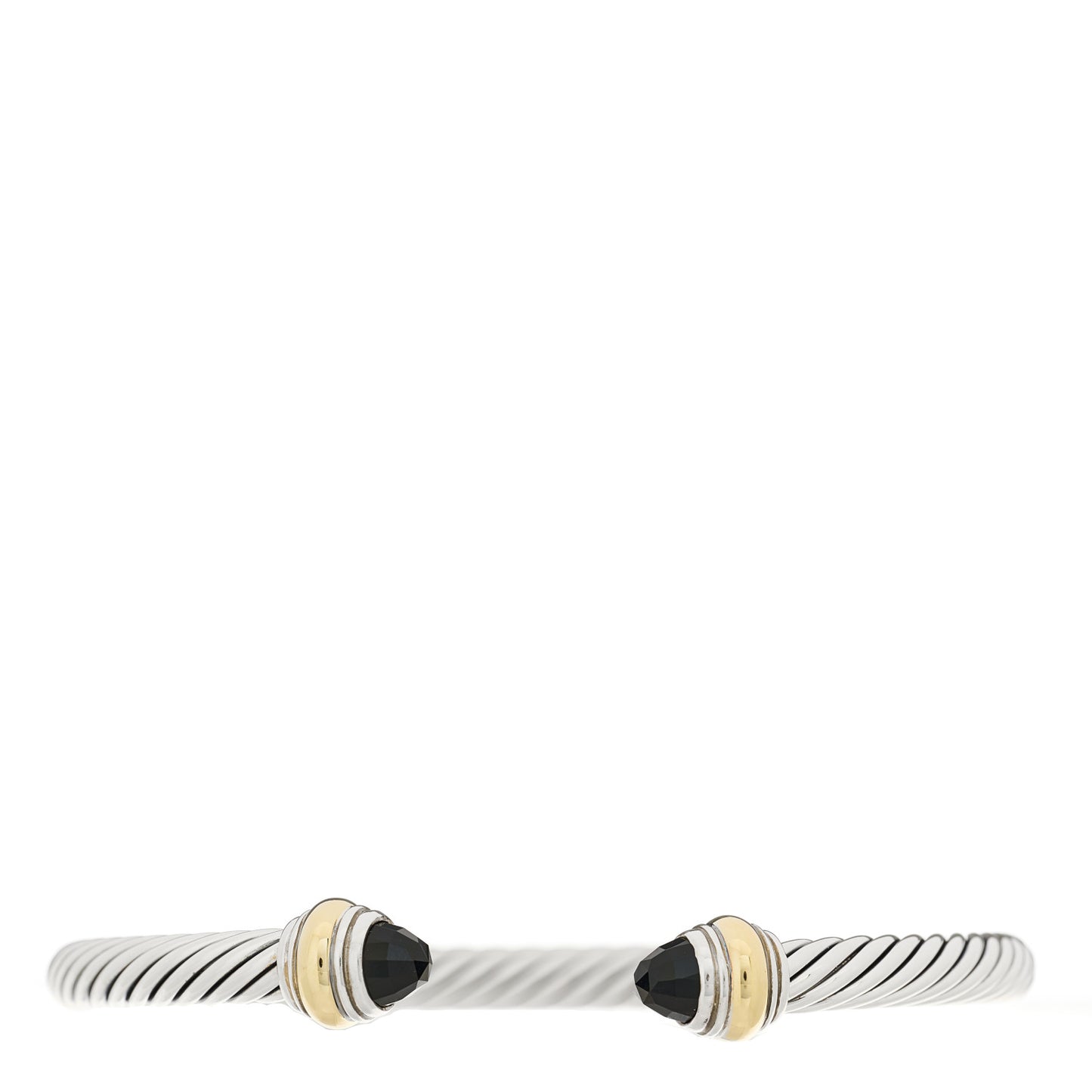 Sterling Silver 14K Yellow Gold Black Onyx 5mm Cable Classics Bracelet