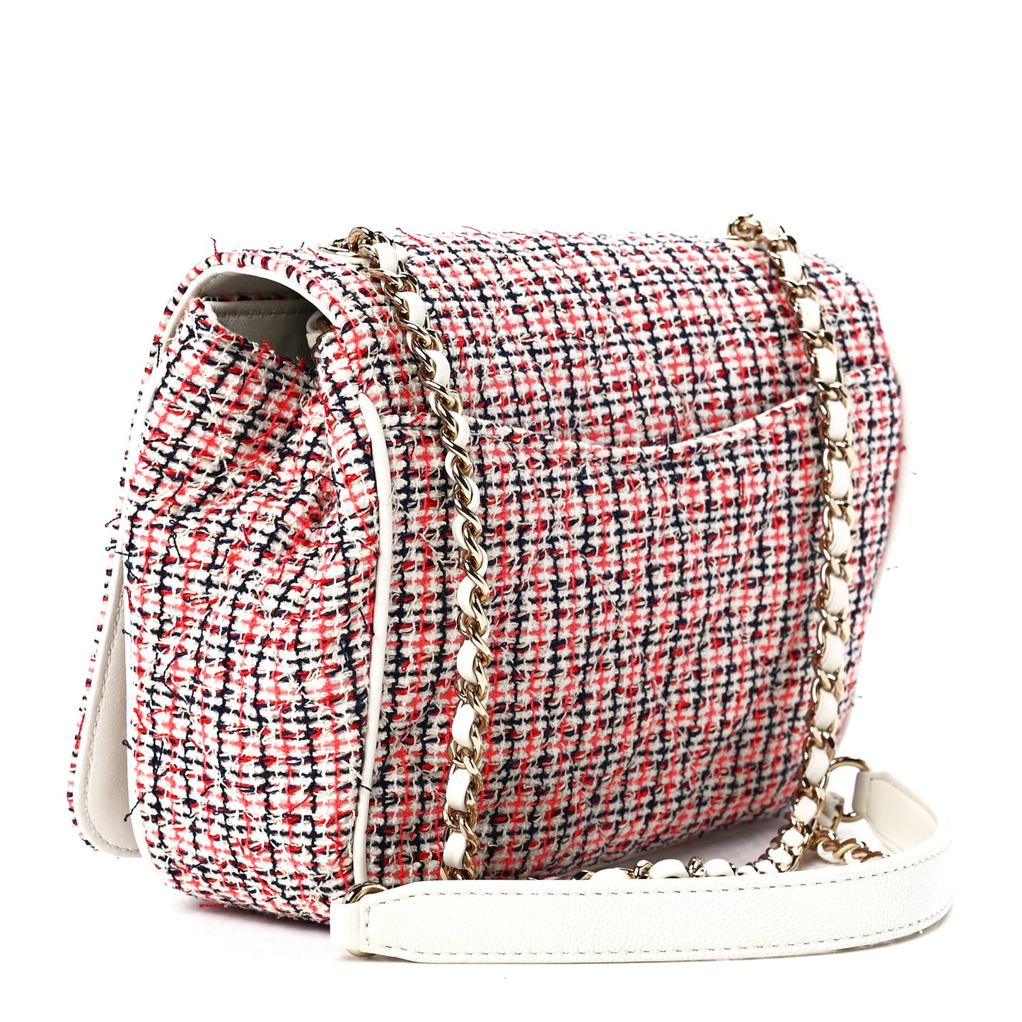 Tweed CC Mania Flap Bag Black Red White