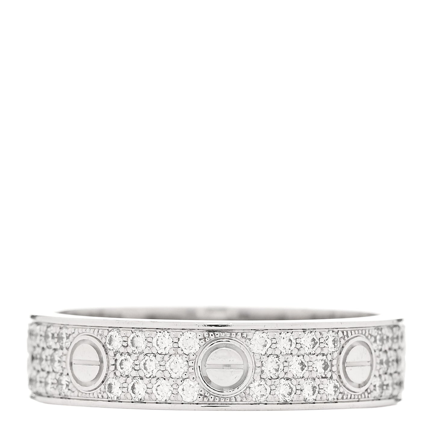 18K White Gold Diamond 5mm LOVE Paved Ring 56 7.75