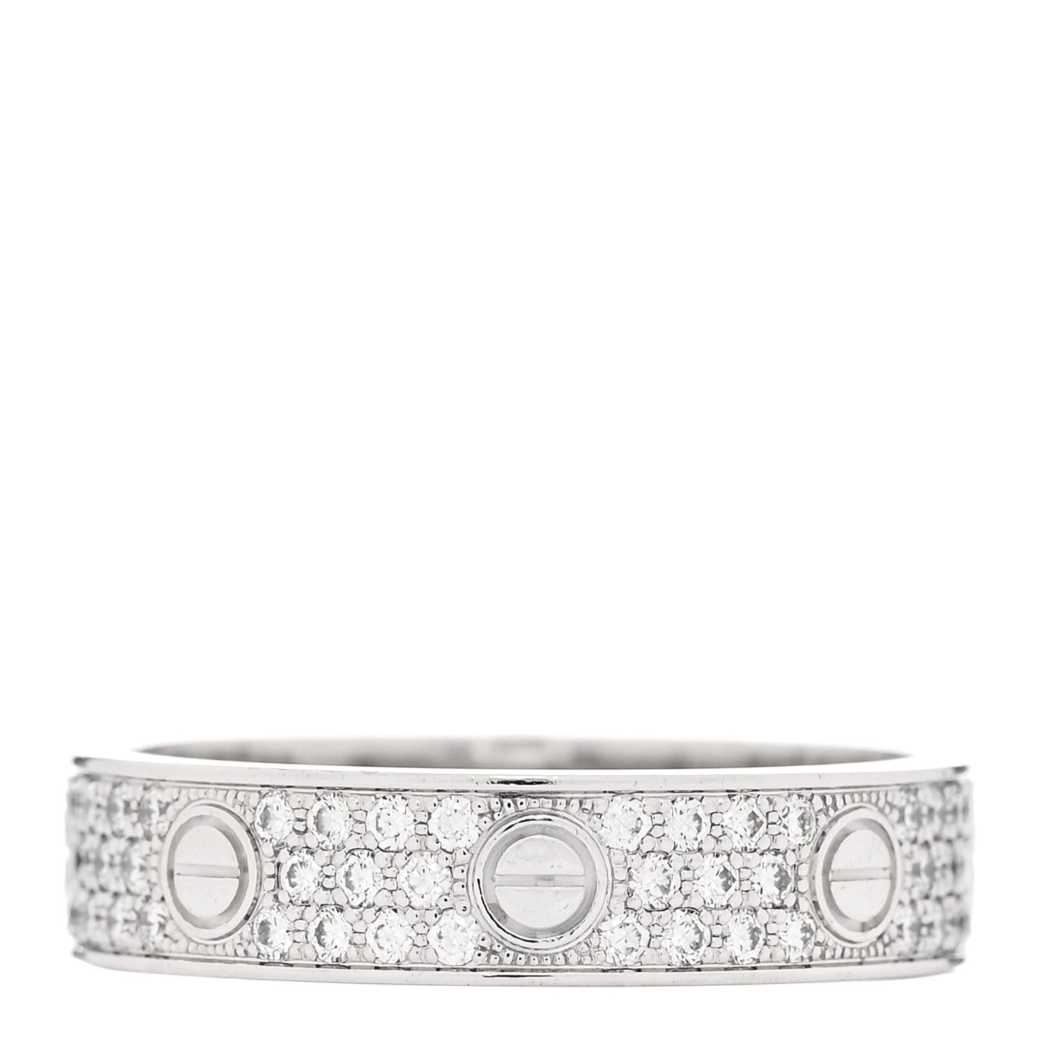Cartier 18K White Gold Diamond 5mm LOVE Paved Ring 56 7.75 3 of 5
