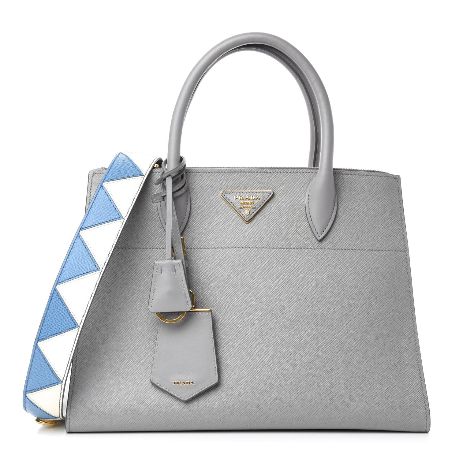PRADA パーティーバッグ グレー Prada Saffiano City Calfskin Greche Paradigme Bag Nube Mare 945789
