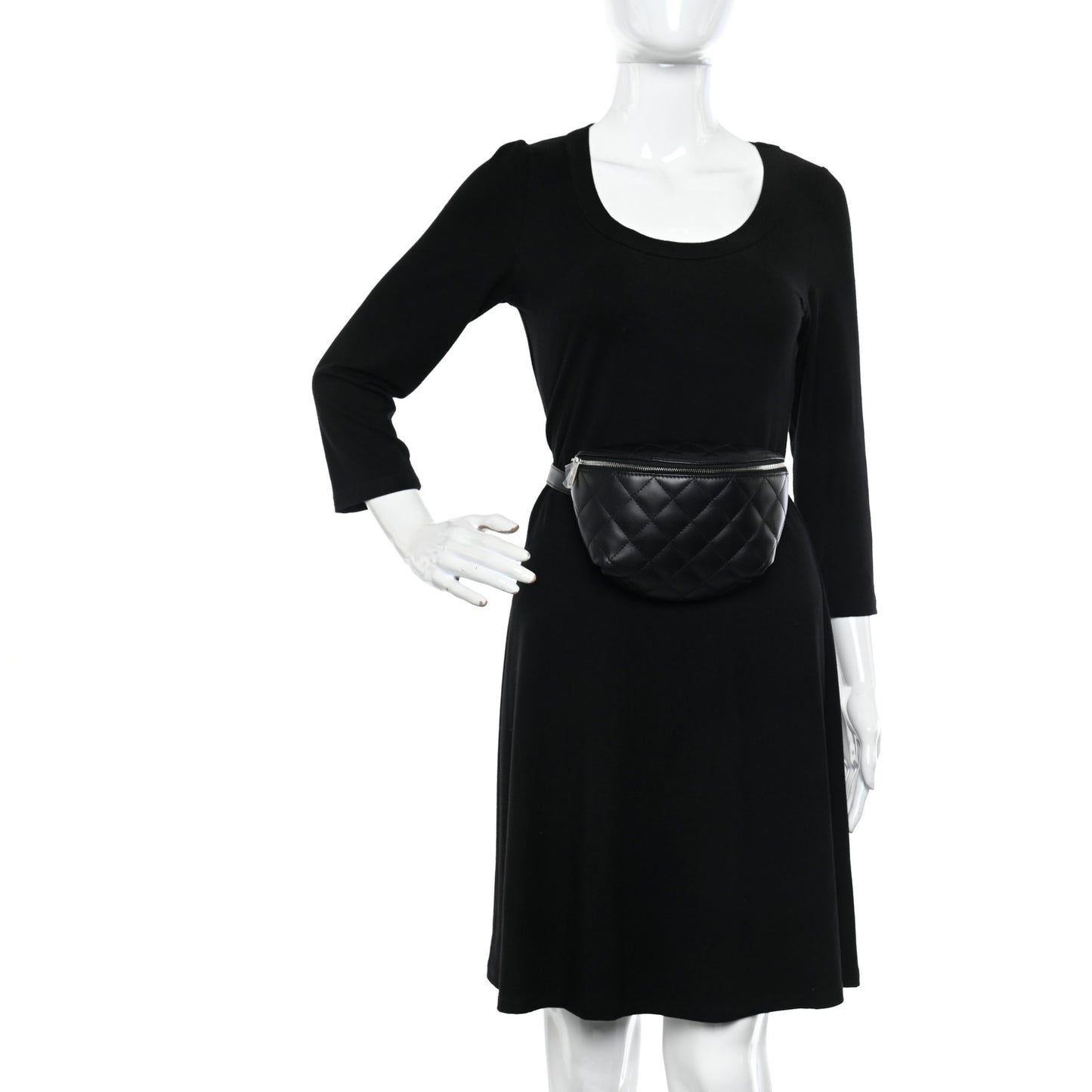 Calfskin Quilted Waist Belt Bag Black