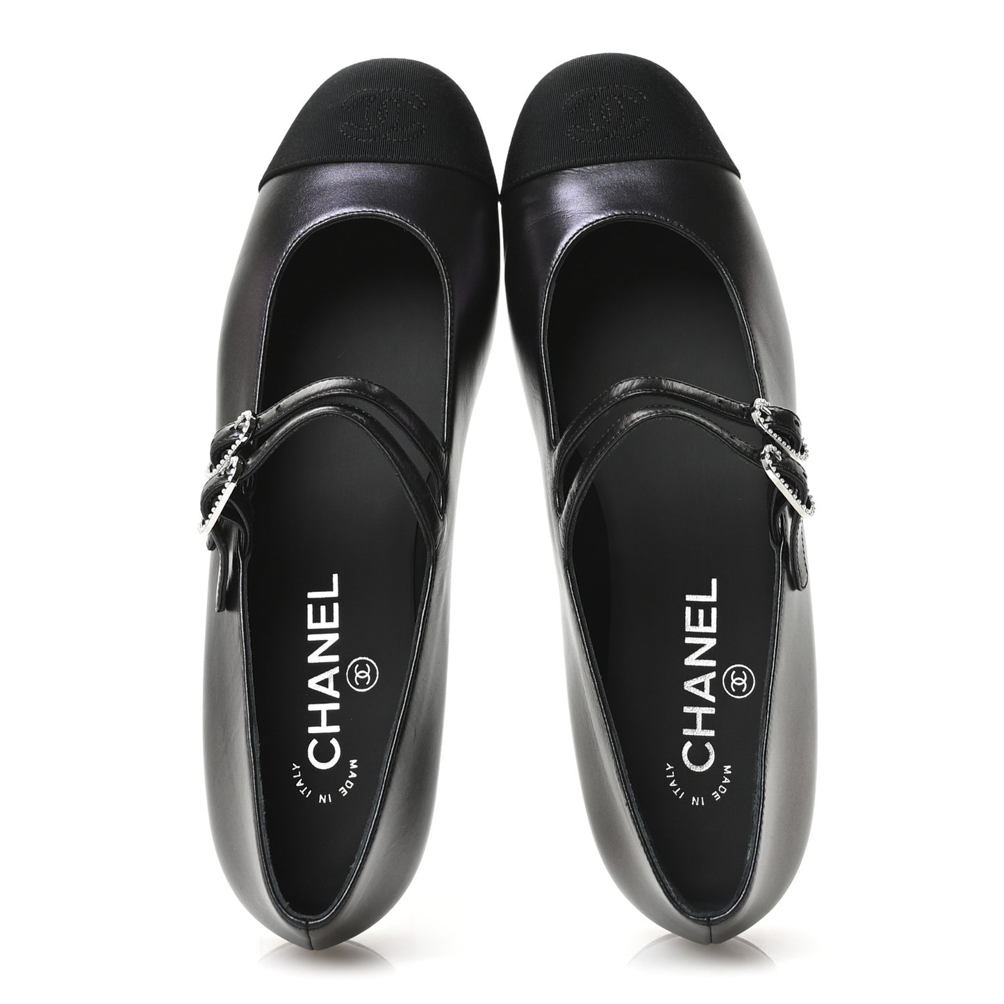 Lambskin Grosgrain Mary Jane Flats 39.5 Black