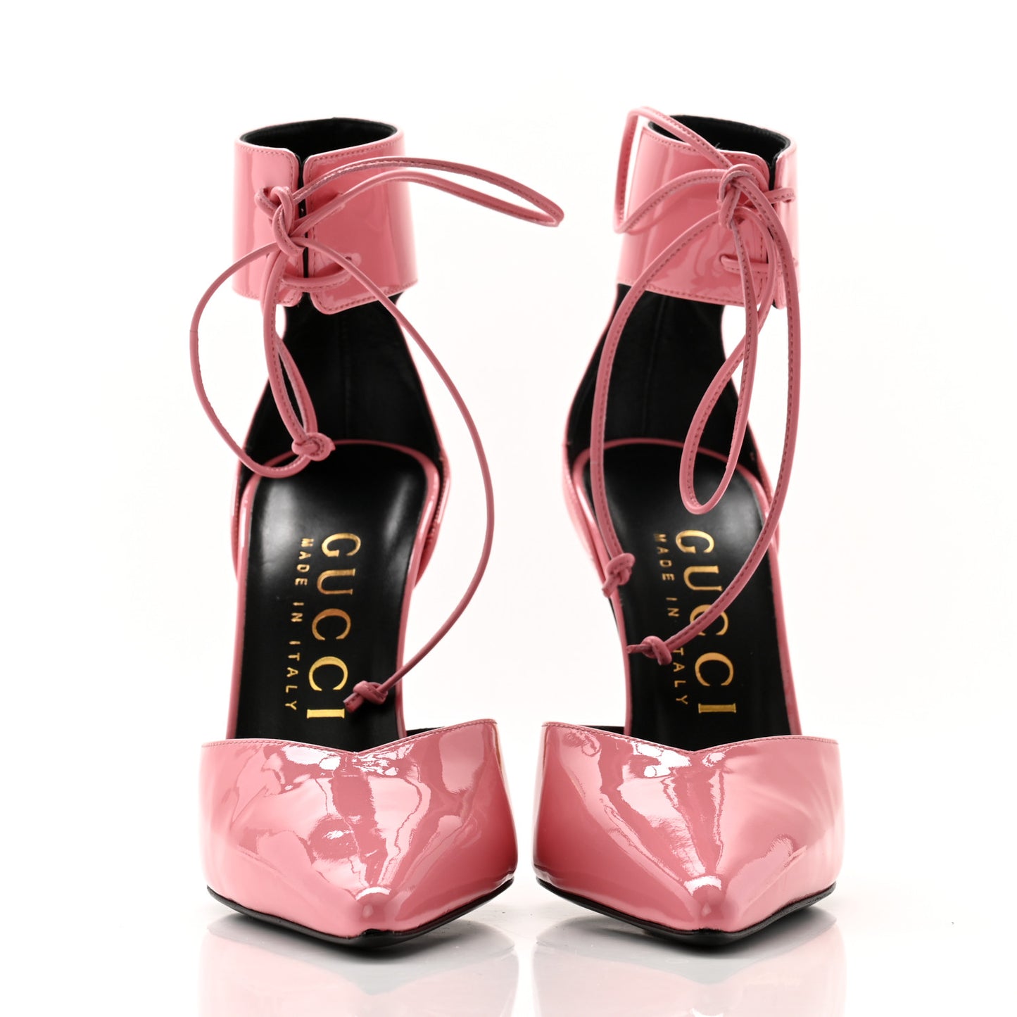 Vitello Vernice Soft Nappa Priscilla Ankle Cuff Pumps 37 Butterfly Pink