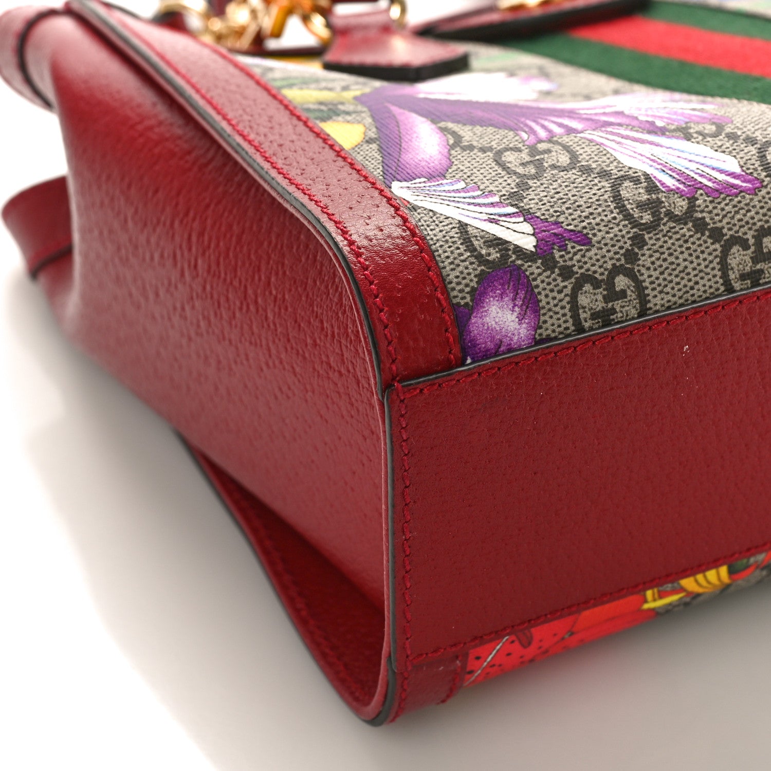 Gucci GG Supreme Monogram Flora Web Small Ophidia Tote Bag Red 8 of 11