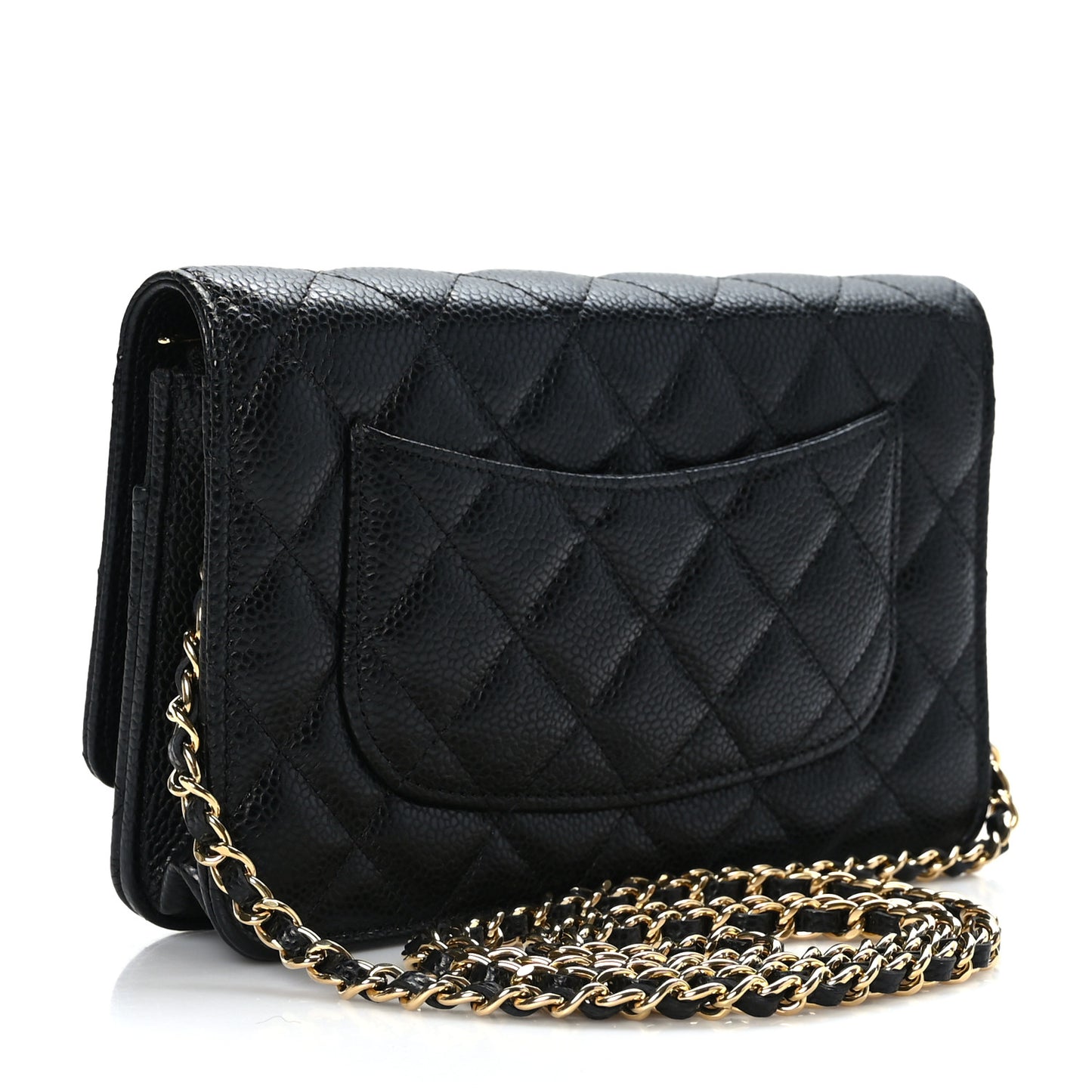 Caviar Quilted Wallet on Chain WOC Black