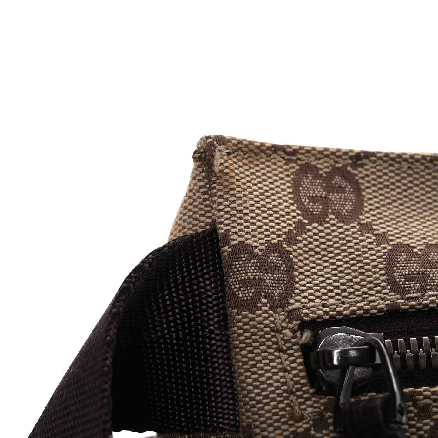 GG Monogram Double Pocket Belt Bag Dark Brown