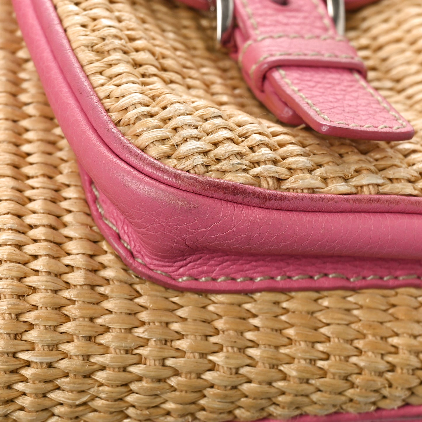 Straw Vitello Daino Shoulder Bag Naturale