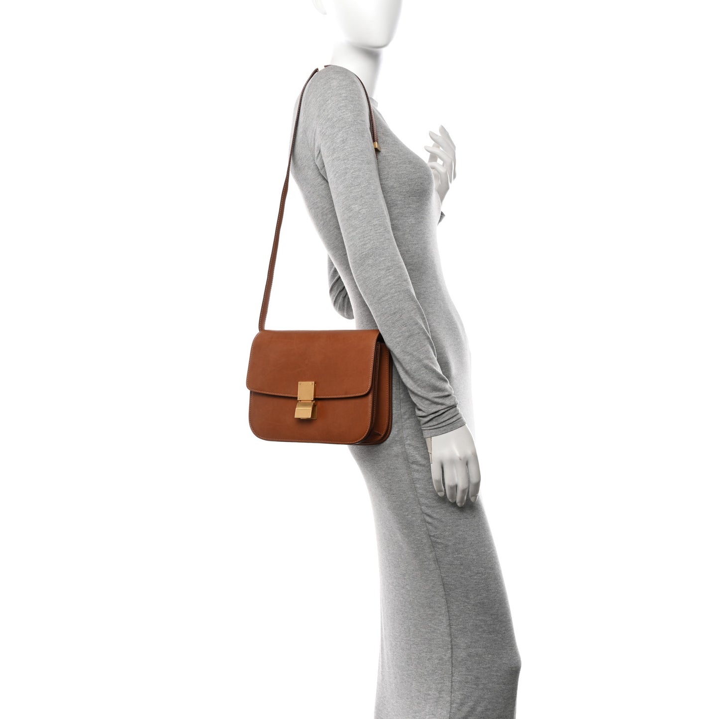 Natural Calfskin Medium Classic Box Flap Bag Tan