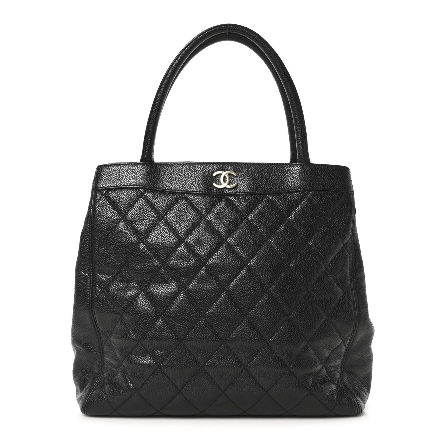 Caviar Quilted CC Shopping Tote Black