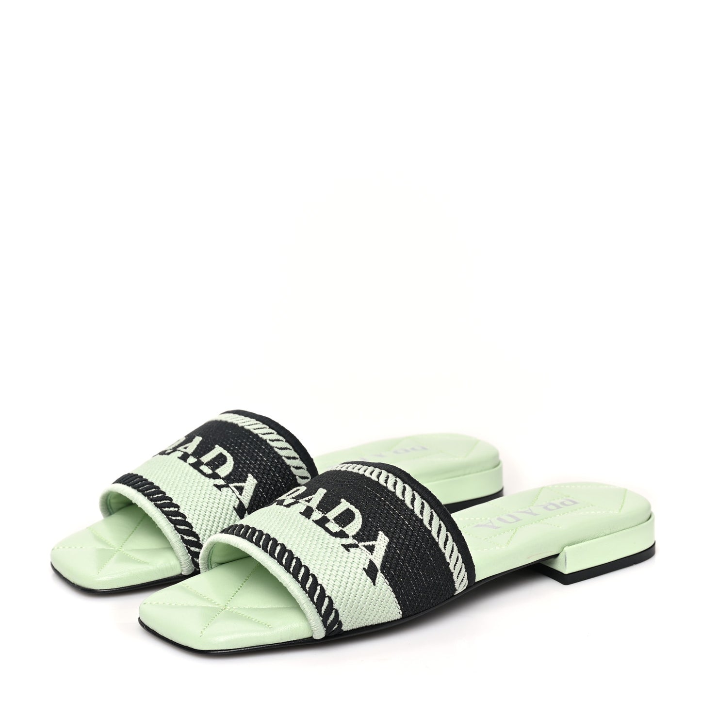 Fabric Logo Embroidered 10mm Slide Sandals 35 Black Acqua