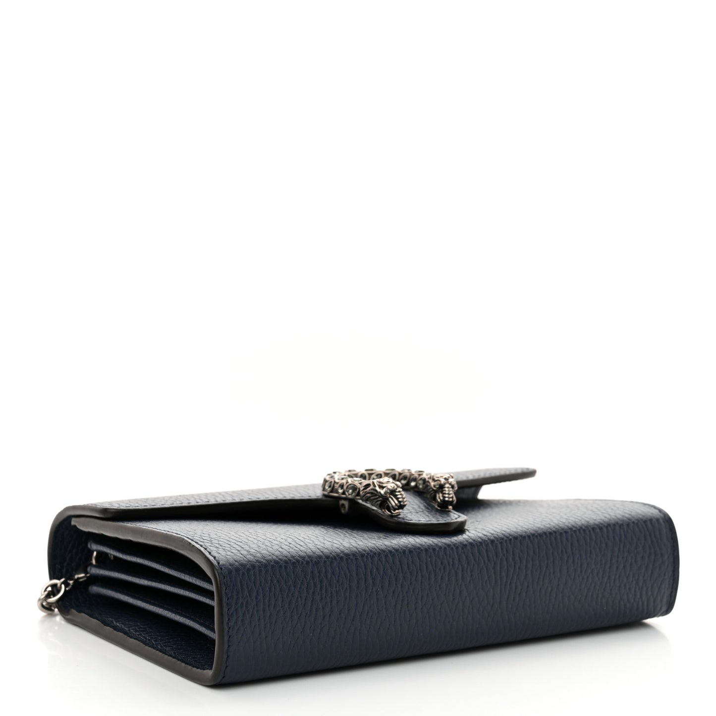 Dollar Calfskin Crystal Mini Dionysus Chain Wallet Blue Agata Black Diamond