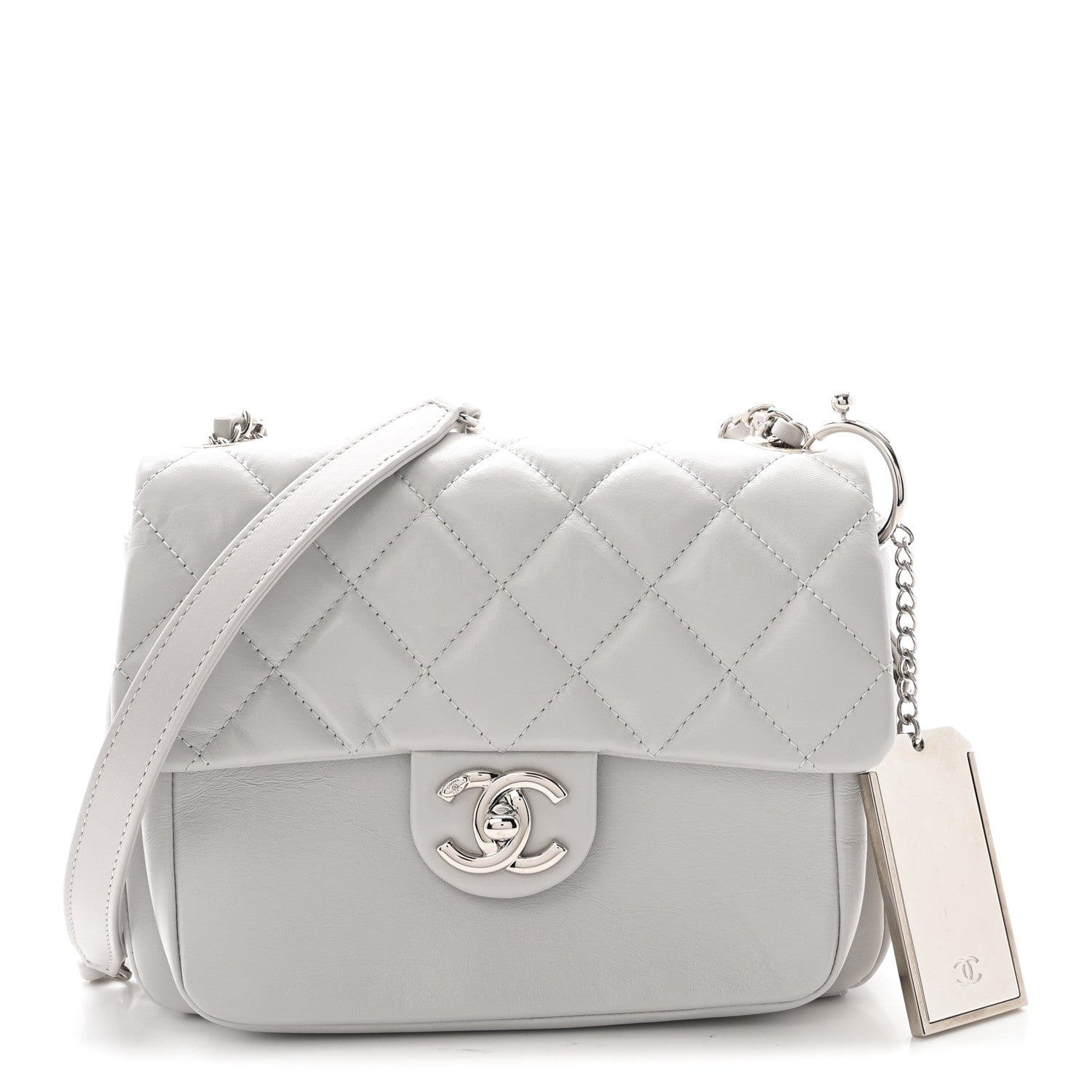 Chanel Aged Calfskin Quilted Express Zip Around Flap Light Grey