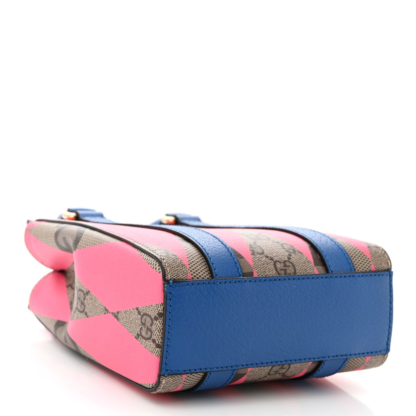 GG Supreme Monogram Textured Dollar Calfskin Rhombus Mini Tote Bag Beige Ebony Pink Blue