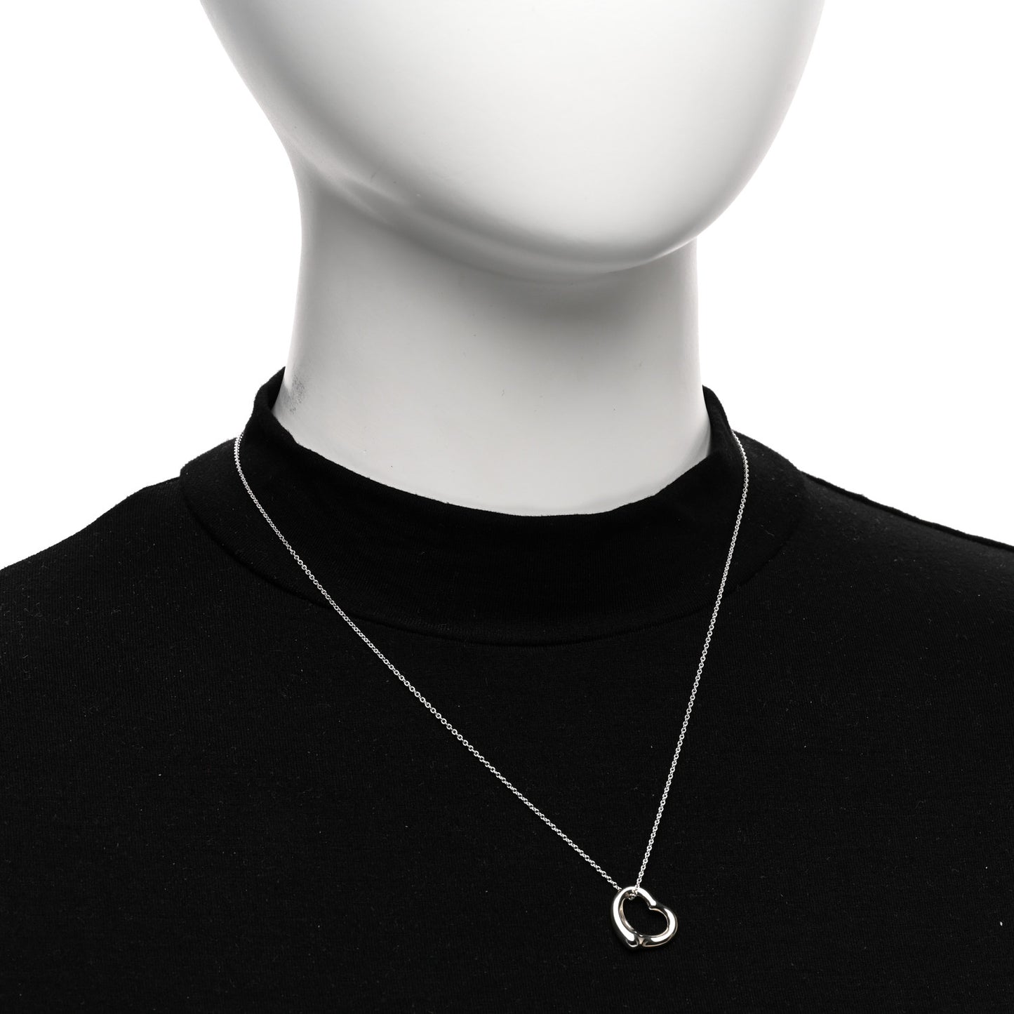 Sterling Silver 16mm Elsa Peretti Open Heart Pendant Necklace