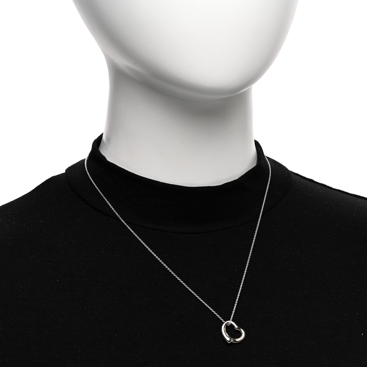 Tiffany Sterling Silver 16mm Elsa Peretti Open Heart Pendant Necklace 2 of 4